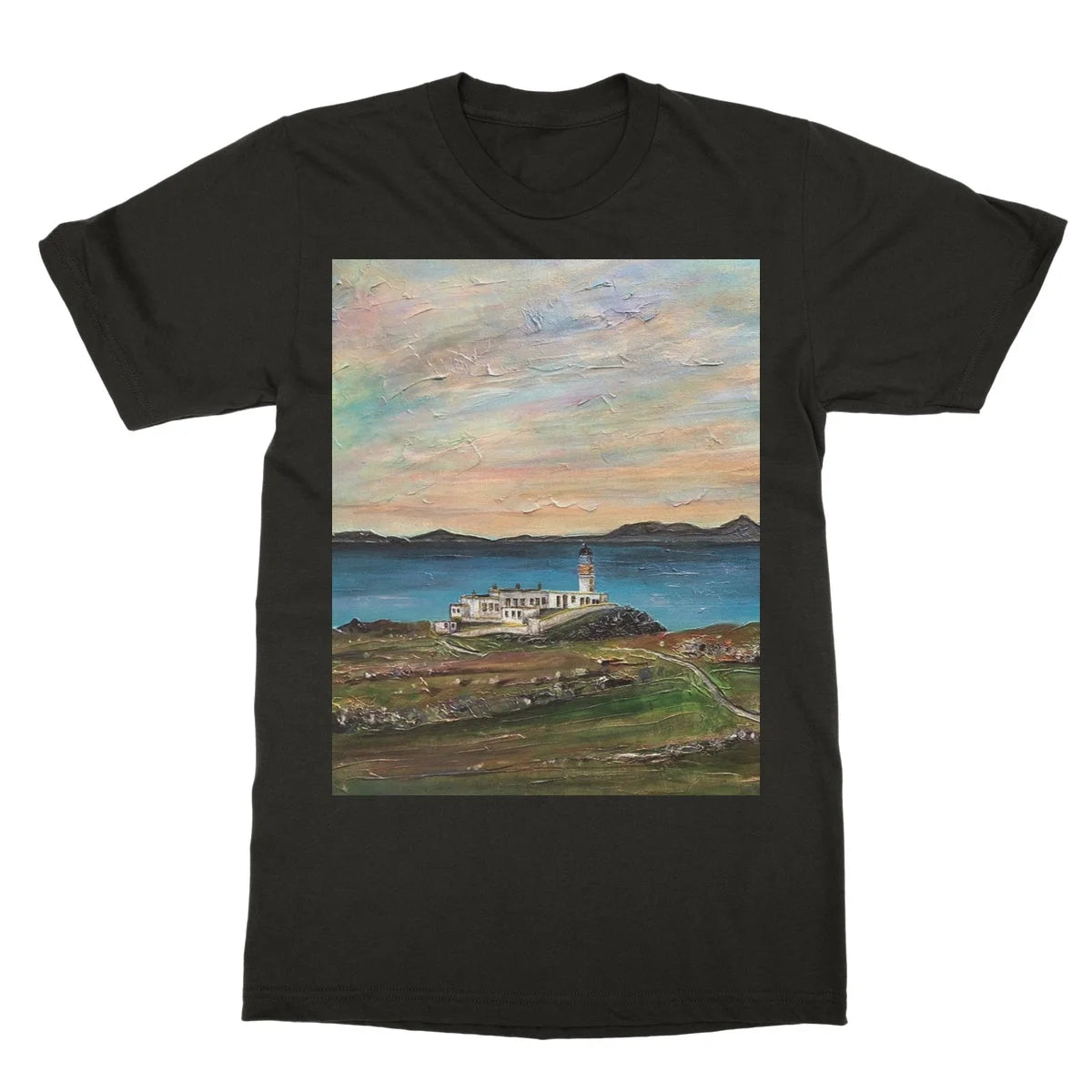 Neist Point Lighthouse Skye Softstyle T-shirt - Art Gallery Scotland Worldwide Shipping Paintings | Prints | Gifts