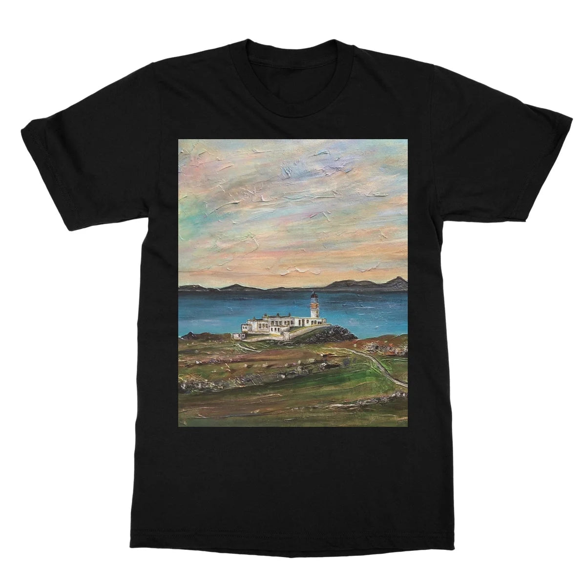 Neist Point Lighthouse Skye Softstyle T-shirt - Art Gallery Scotland Worldwide Shipping Paintings | Prints | Gifts