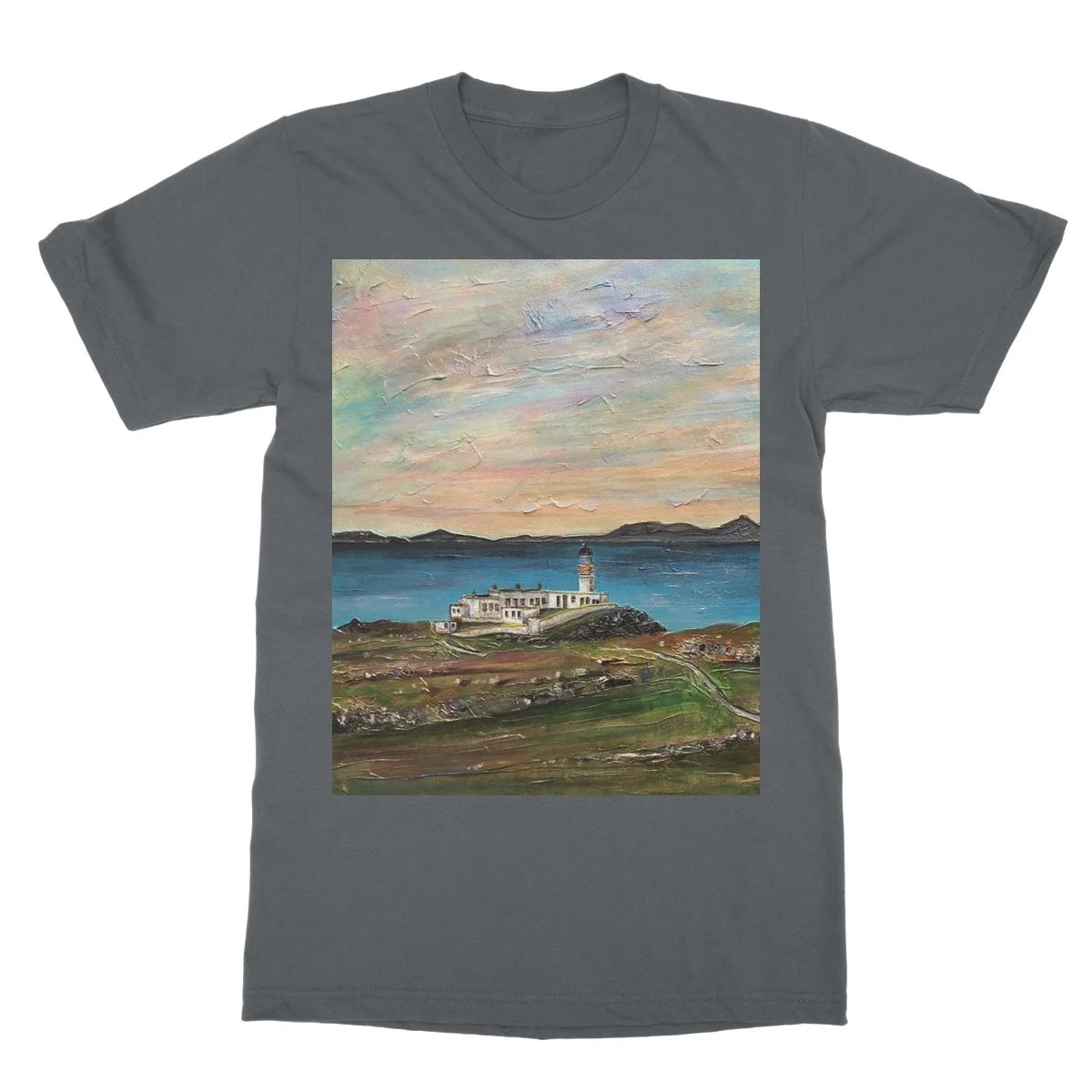 Neist Point Lighthouse Skye Softstyle T-shirt - Art Gallery Scotland Worldwide Shipping Paintings | Prints | Gifts