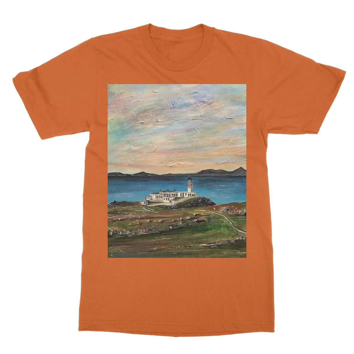 Neist Point Lighthouse Skye Softstyle T-shirt - Art Gallery Scotland Worldwide Shipping Paintings | Prints | Gifts