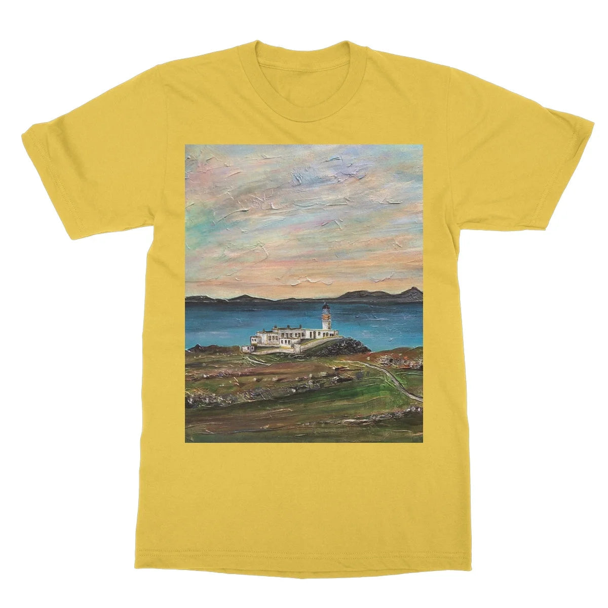 Neist Point Lighthouse Skye Softstyle T-shirt - Art Gallery Scotland Worldwide Shipping Paintings | Prints | Gifts