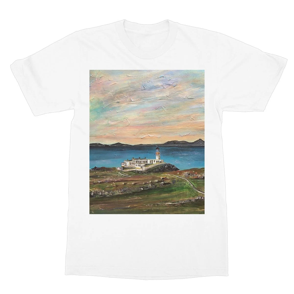 Neist Point Lighthouse Skye Softstyle T-shirt - Art Gallery Scotland Worldwide Shipping Paintings | Prints | Gifts