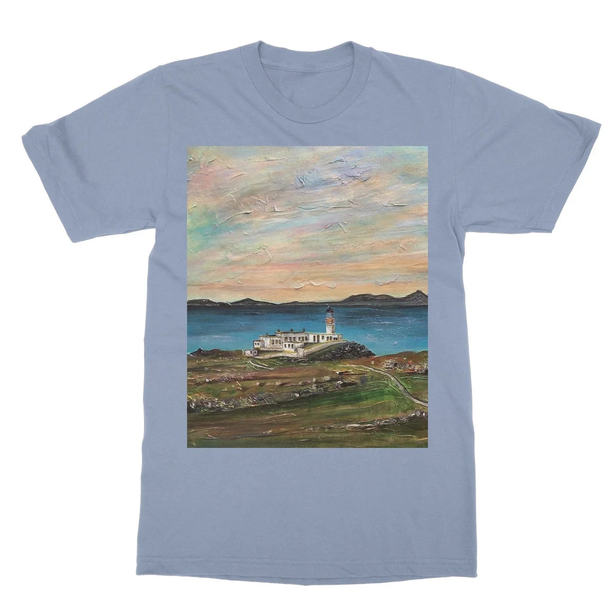 Neist Point Lighthouse Skye Softstyle T-shirt - Art Gallery Scotland Worldwide Shipping Paintings | Prints | Gifts