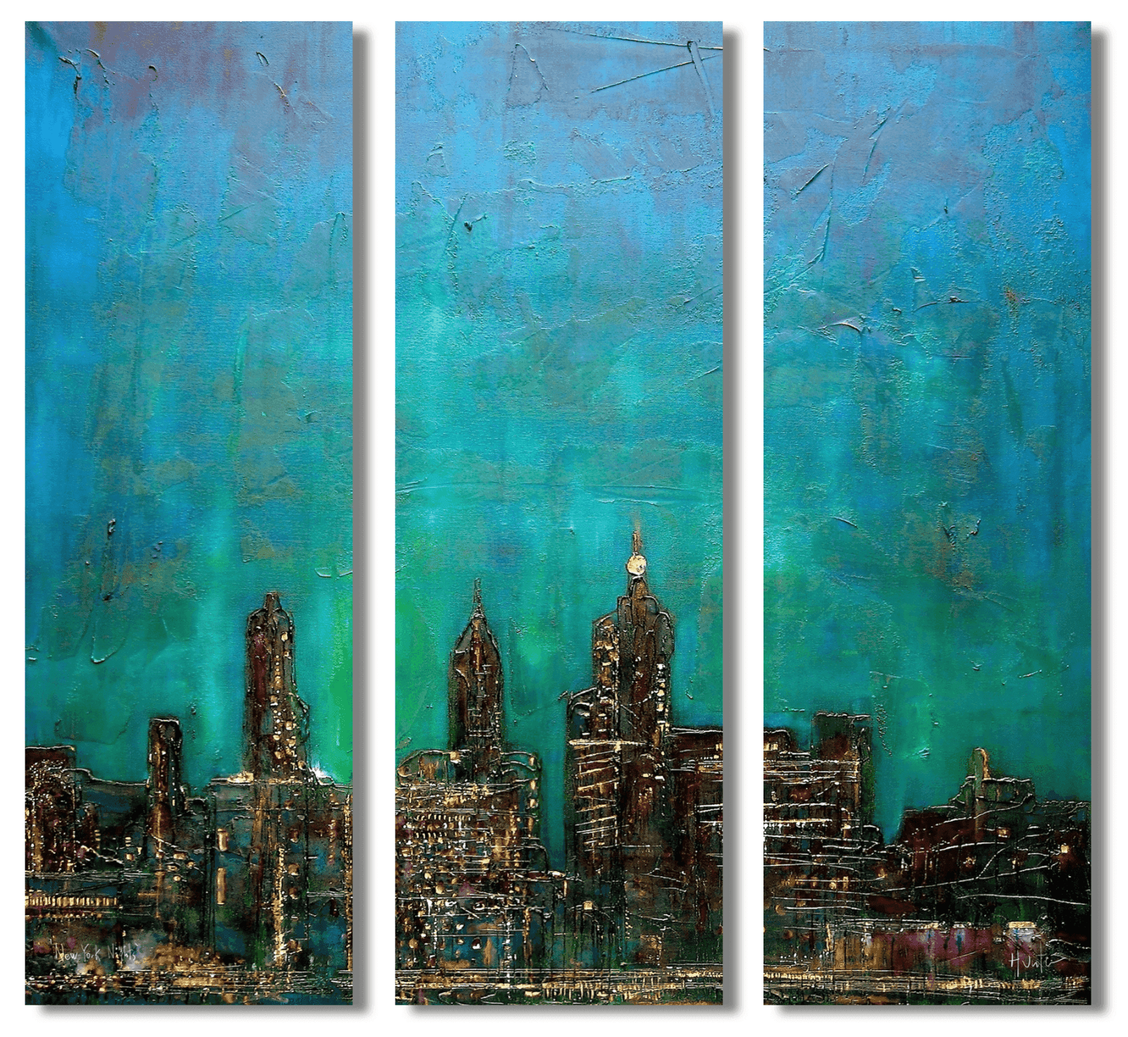 New York Nights Triptych Canvas Print