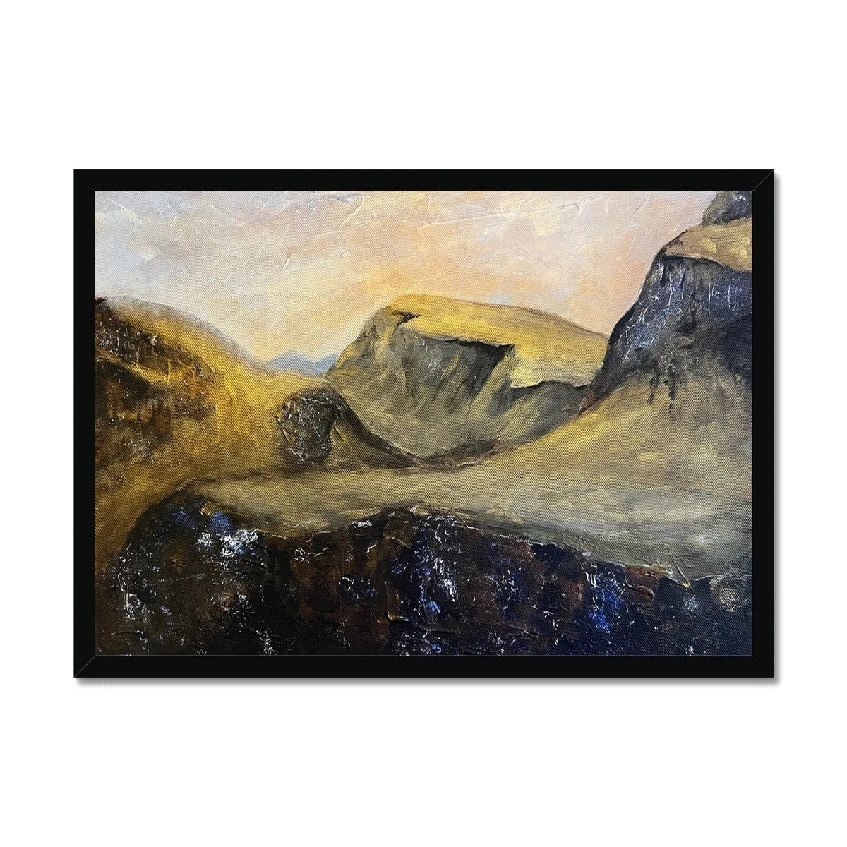 The Quiraing Framed Print - Skye Art Gallery Scotland Worldwide Shipping Paintings | Prints | Gifts from by Scottish Artist Hunter