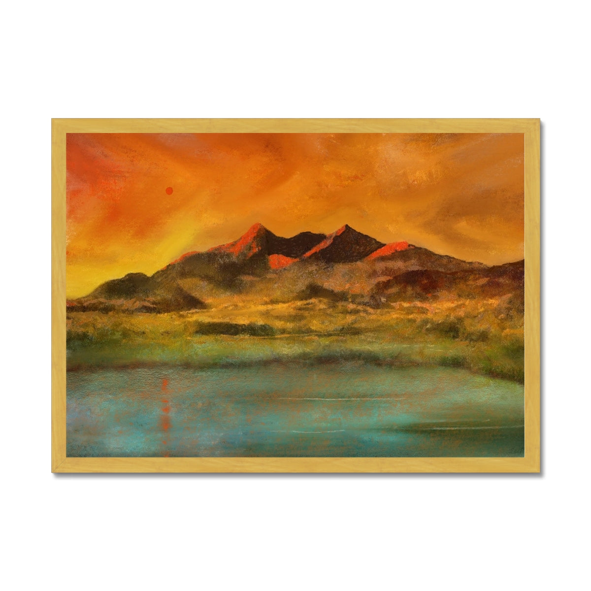Red Moon Cuillin Antique Framed Print