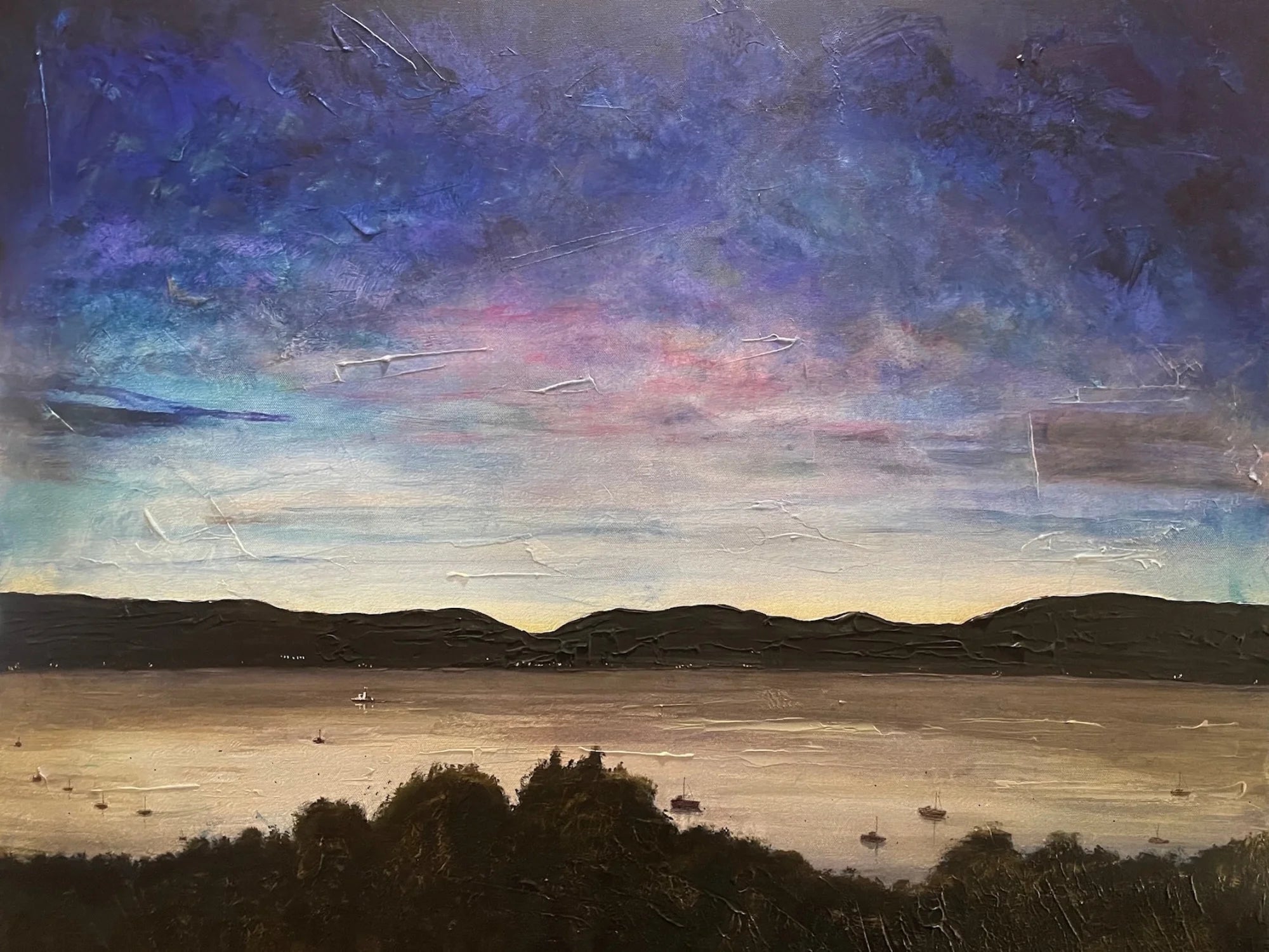 River Clyde Twilight Original Painting - Scottish Artist Art Gallery Scotland