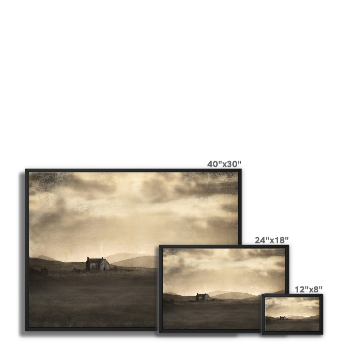 Scottish Paintings - ' A Moonlit Croft ' Framed Canvas