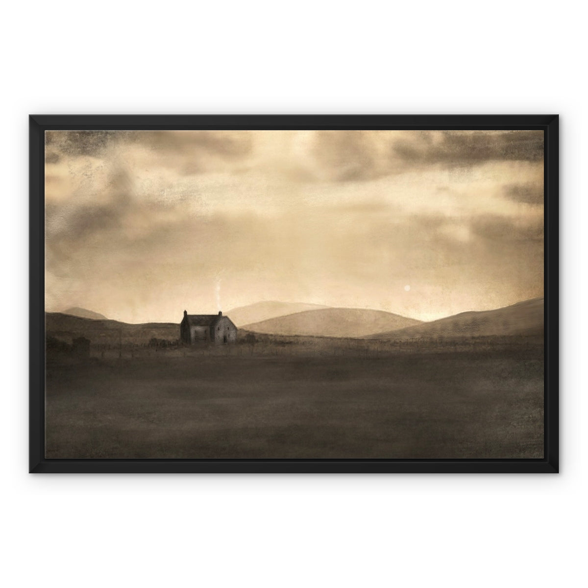 Scottish Paintings - ' A Moonlit Croft ' Framed Canvas