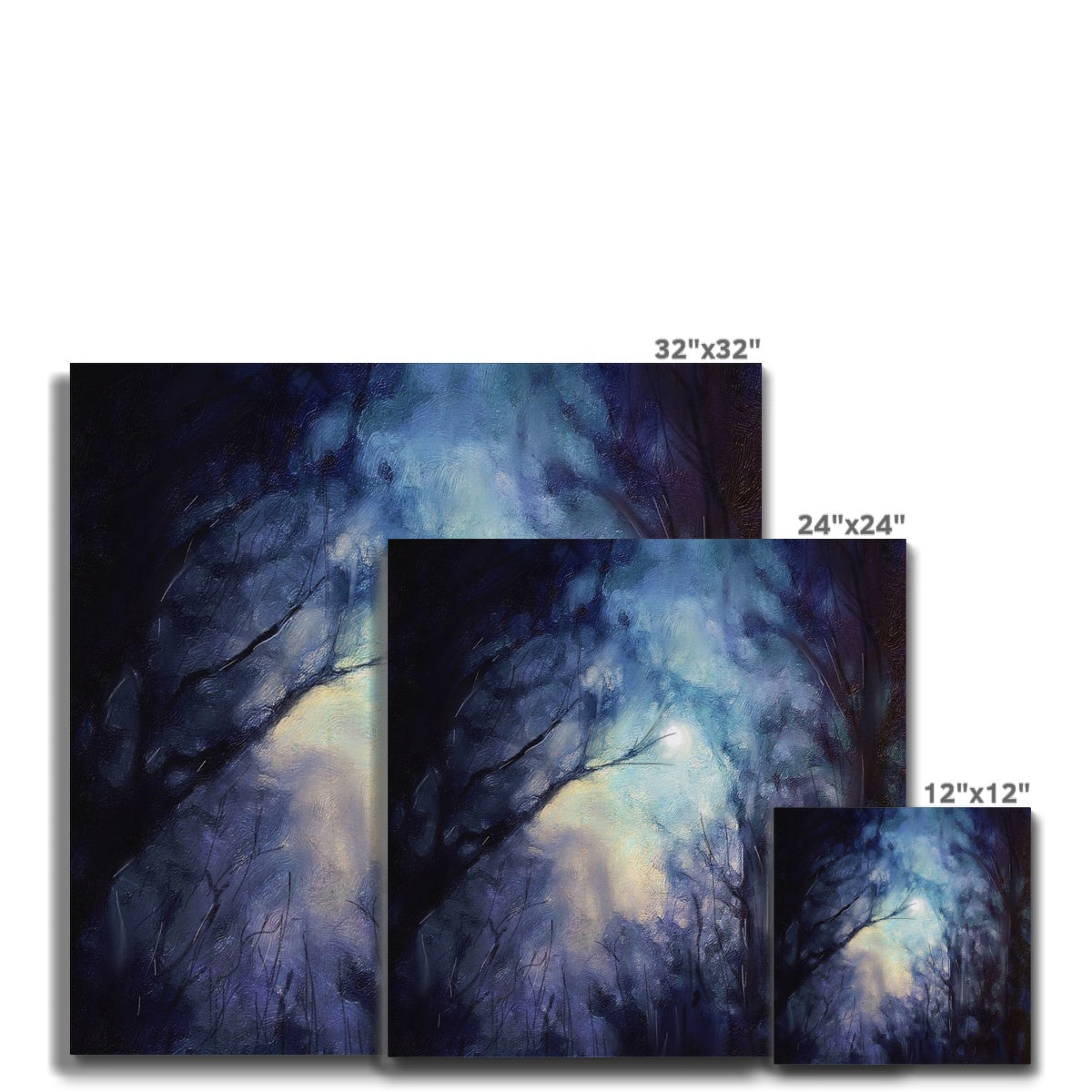 Scottish Paintings - ' A Moonlit Highland Wood ' Canvas