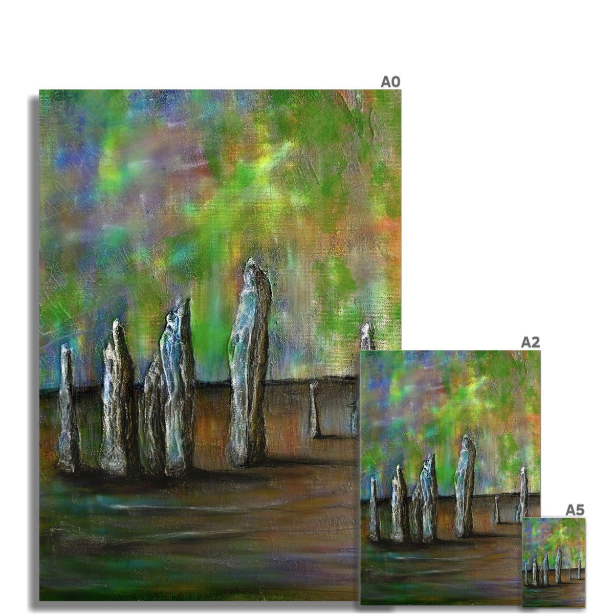 Scottish Paintings - ' Callanish Northern Lights ' Fine Art Print