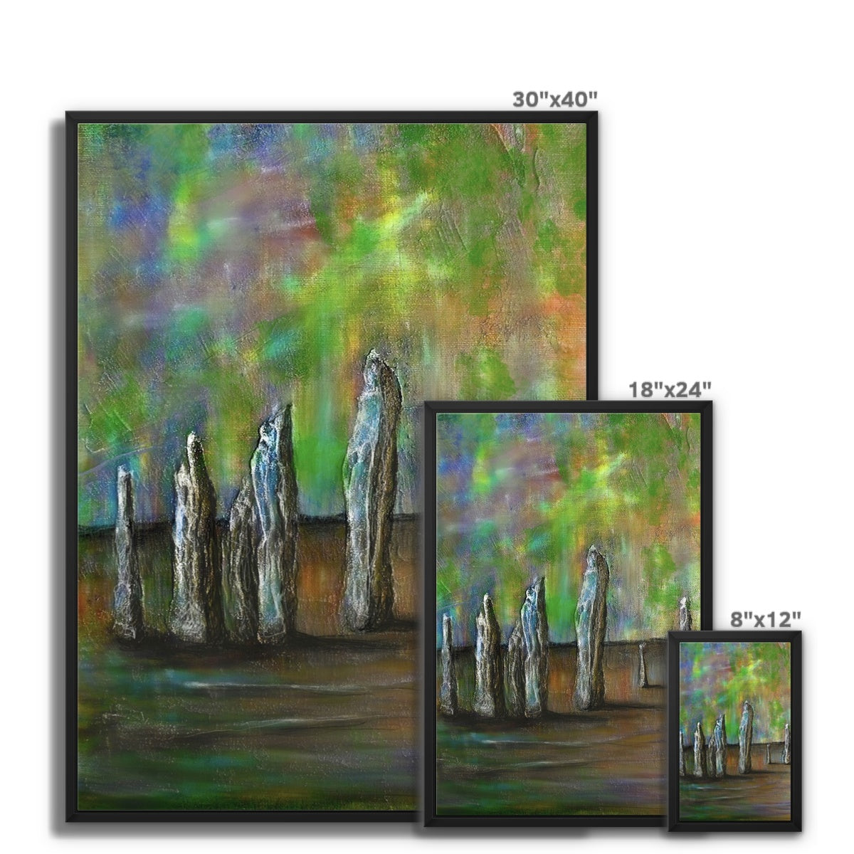 Scottish Paintings - ' Callanish Northern Lights ' Framed Canvas