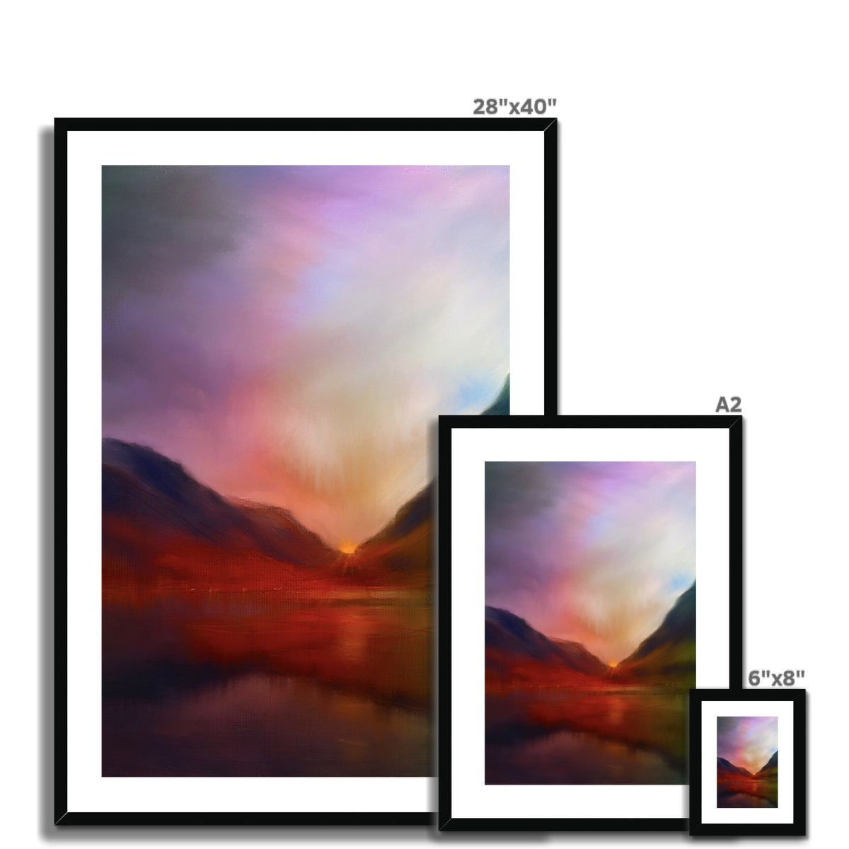 Scottish Paintings - ' Glencoe Sunset ' Antique Framed & Mounted Print