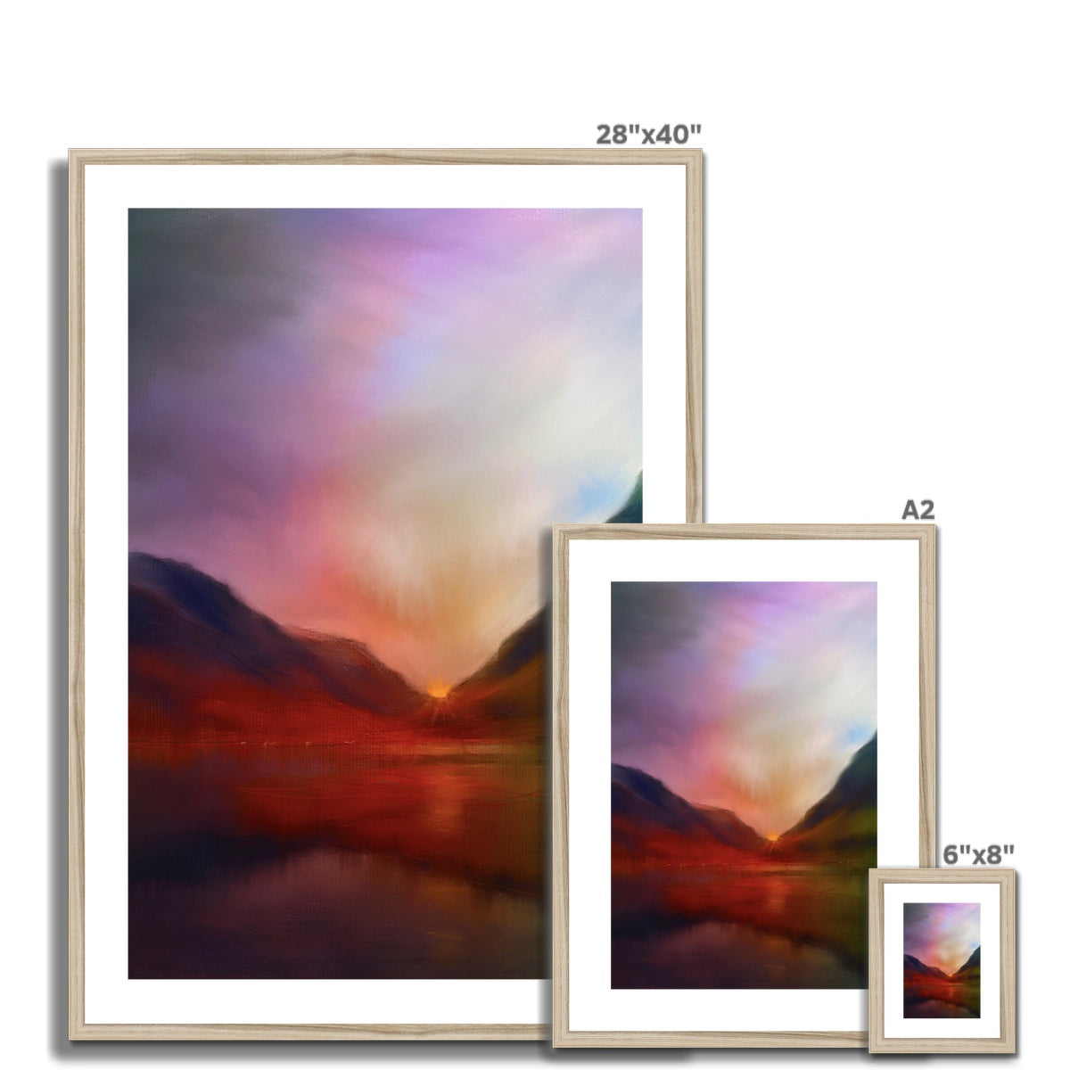 Scottish Paintings - ' Glencoe Sunset ' Antique Framed & Mounted Print