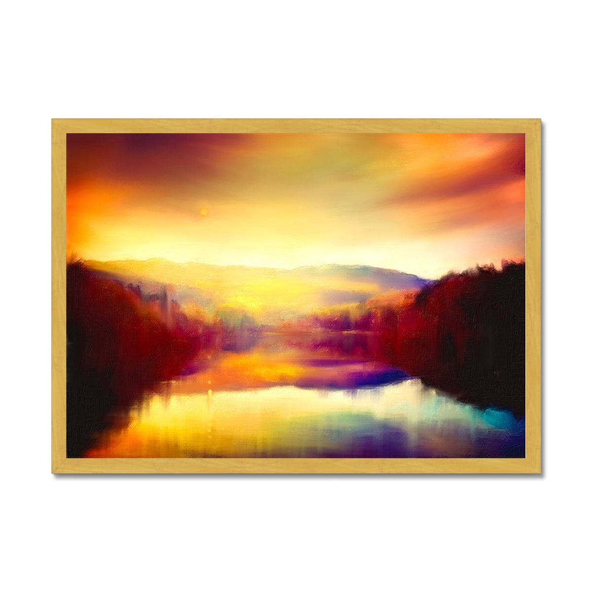 Scottish Paintings - ' Loch Faskally Dusk ' Antique Framed Print