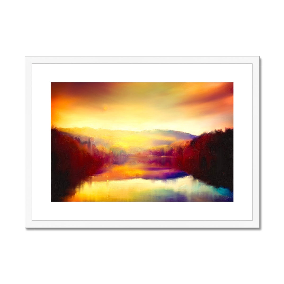 Scottish Paintings - ' Loch Faskally Dusk ' Framed & Mounted Print
