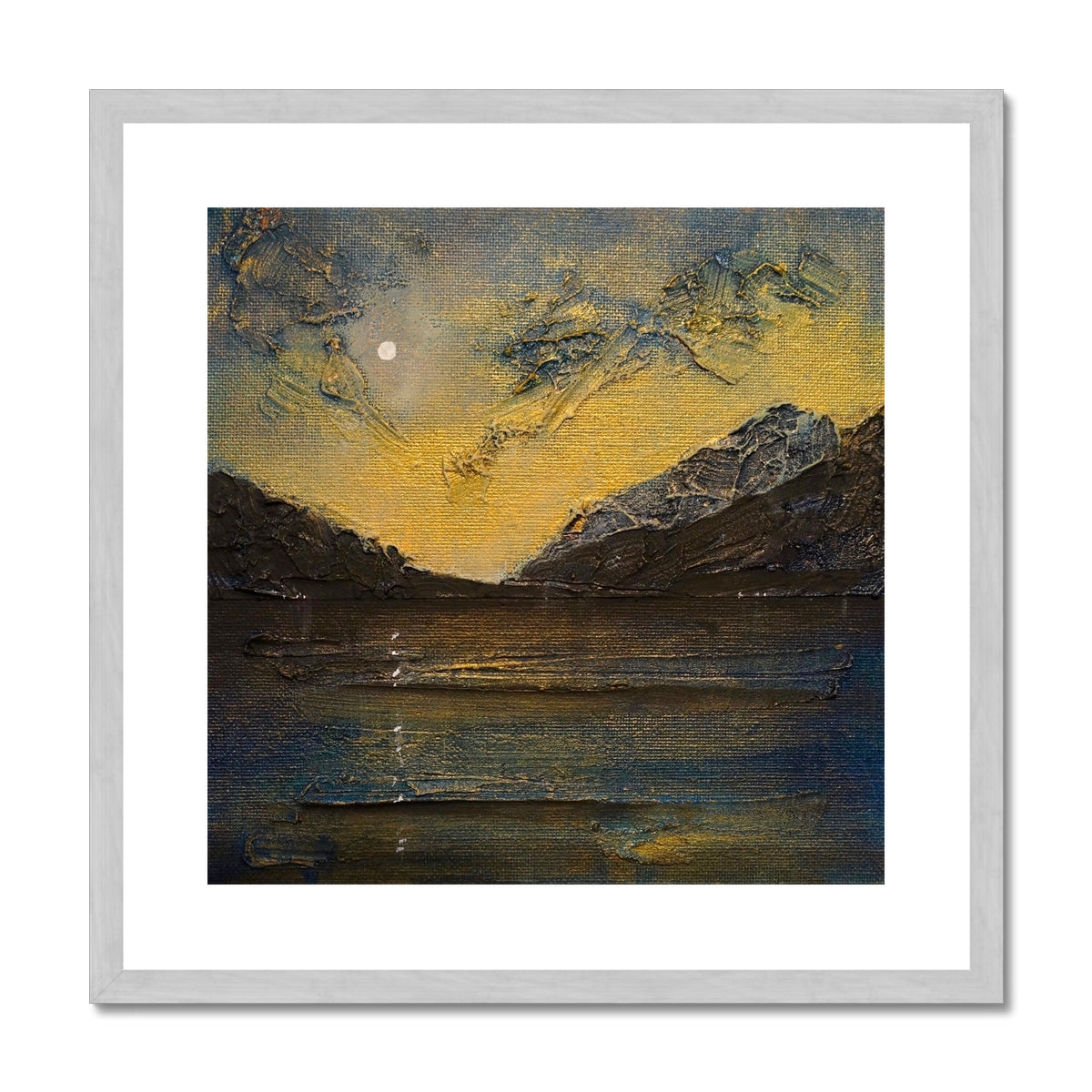 Scottish Paintings - ' Loch Lomond Moonlight ' Antique Framed & Mounted Print
