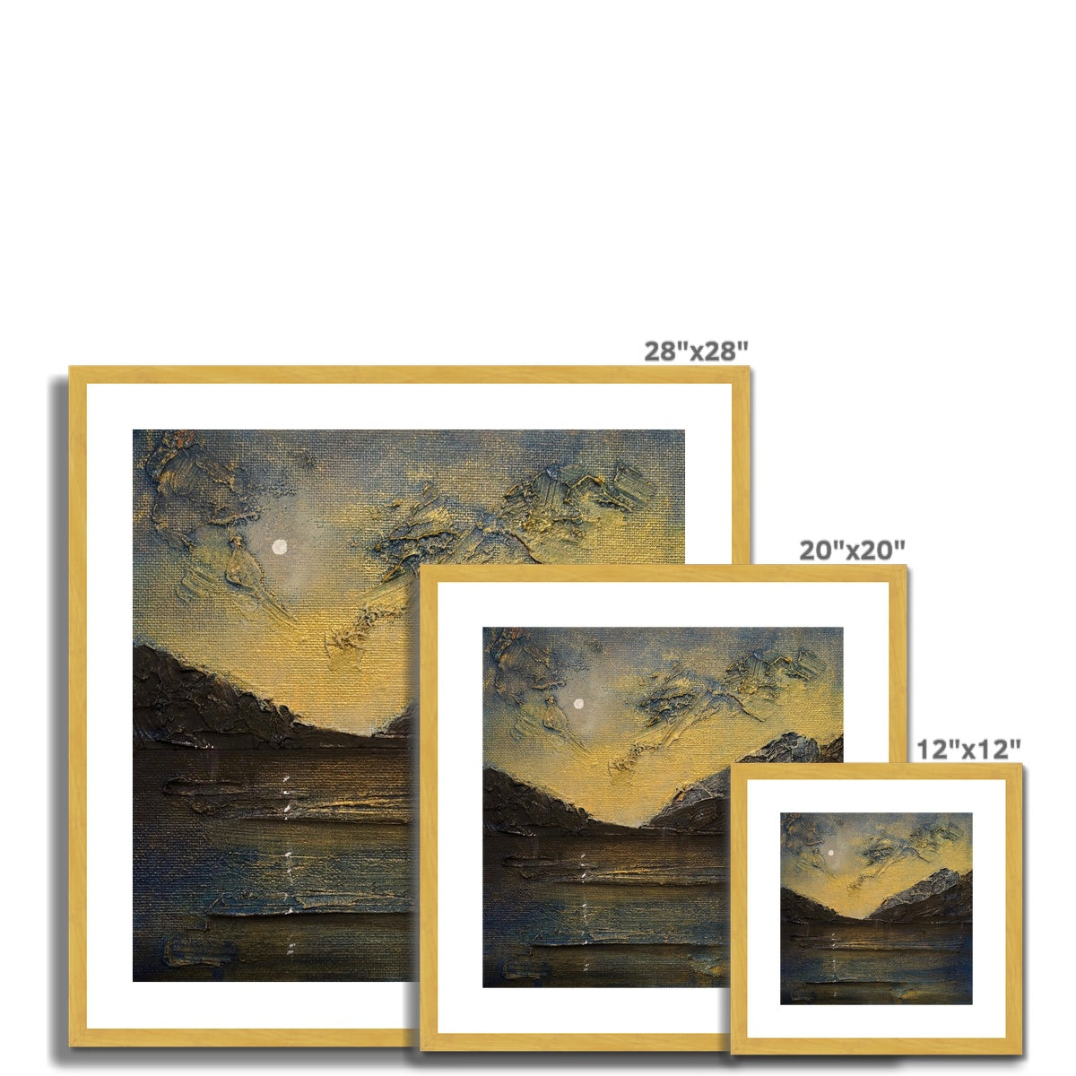 Scottish Paintings - ' Loch Lomond Moonlight ' Antique Framed & Mounted Print