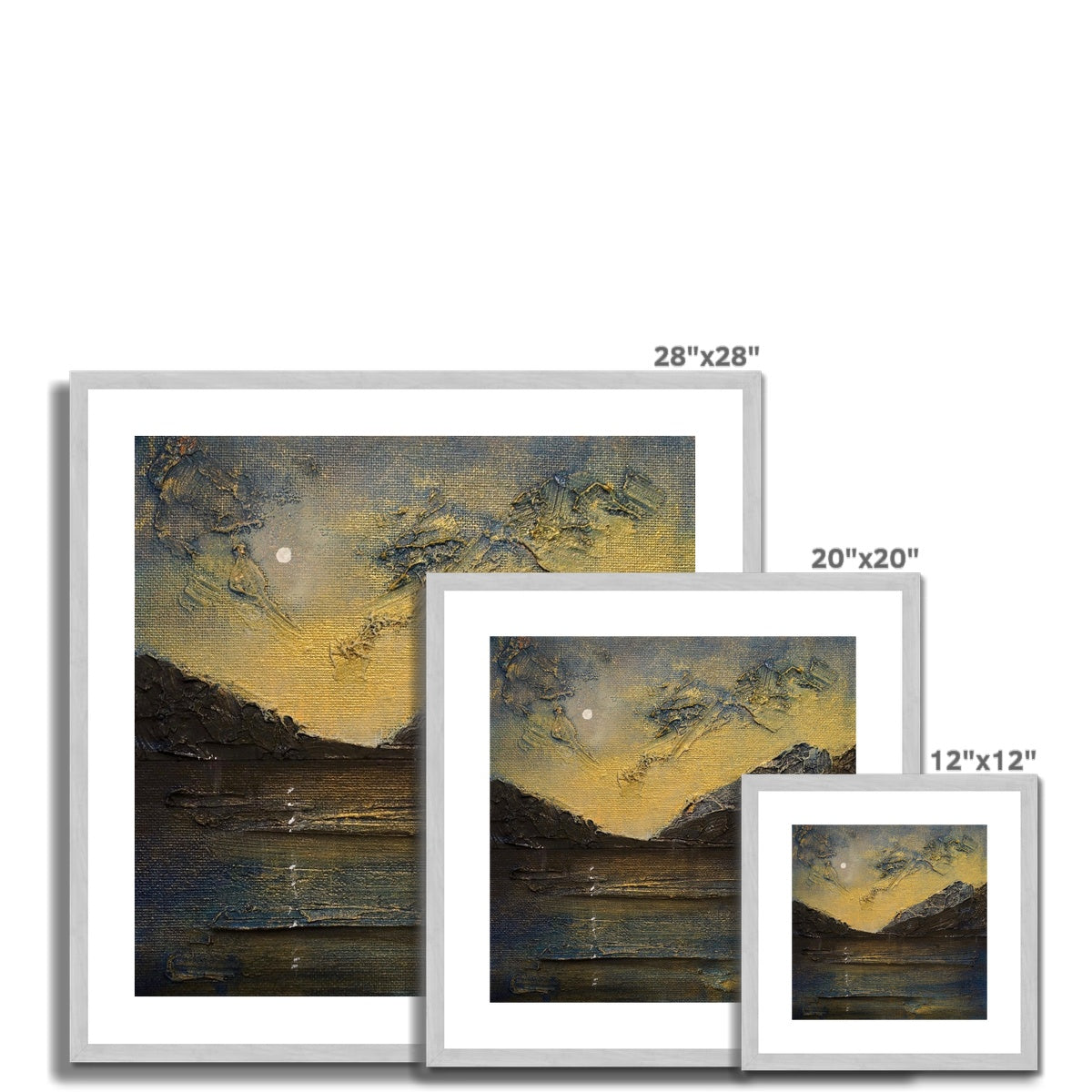 Scottish Paintings - ' Loch Lomond Moonlight ' Antique Framed & Mounted Print