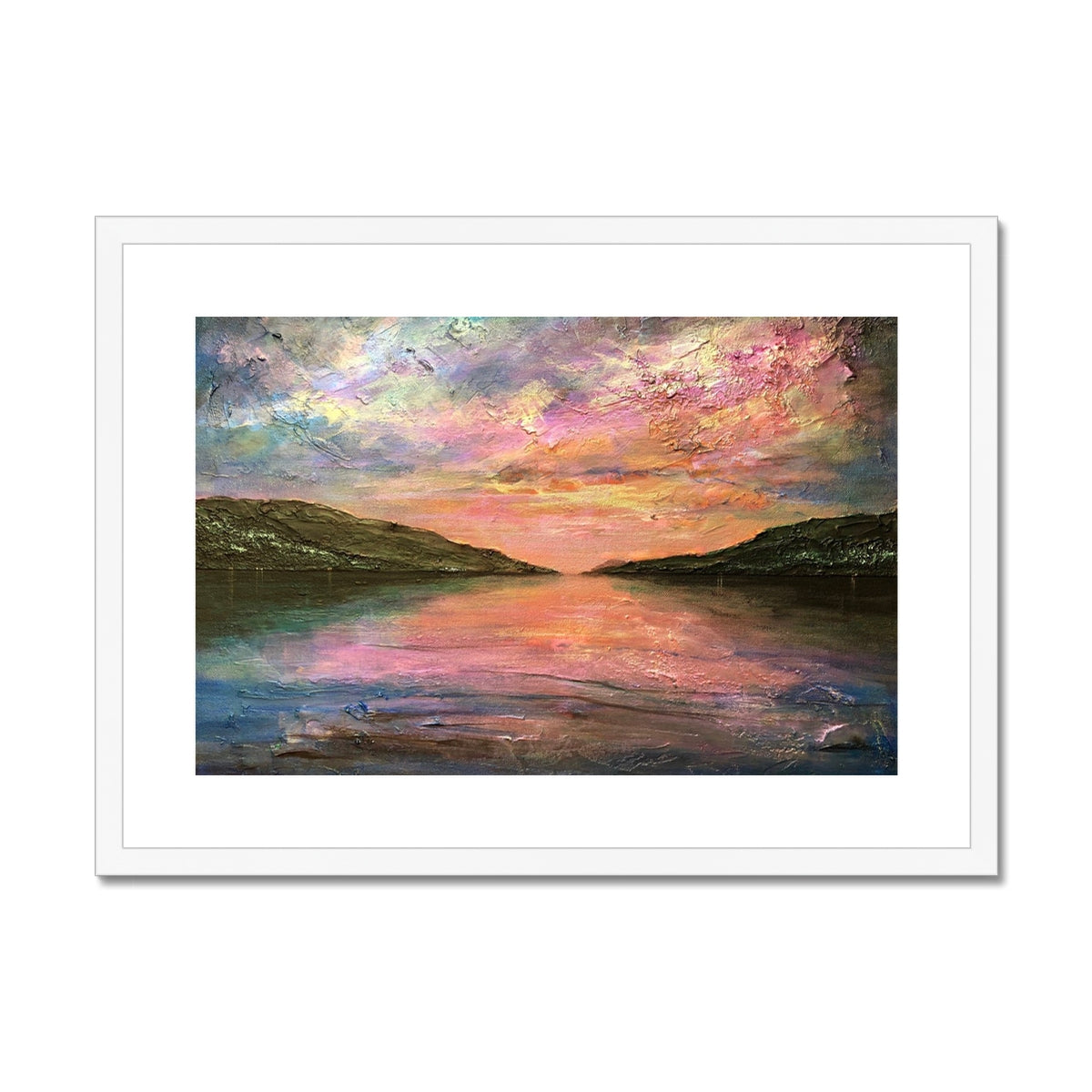 Scottish Paintings - ' Loch Ness Dawn ' Framed & Mounted Print