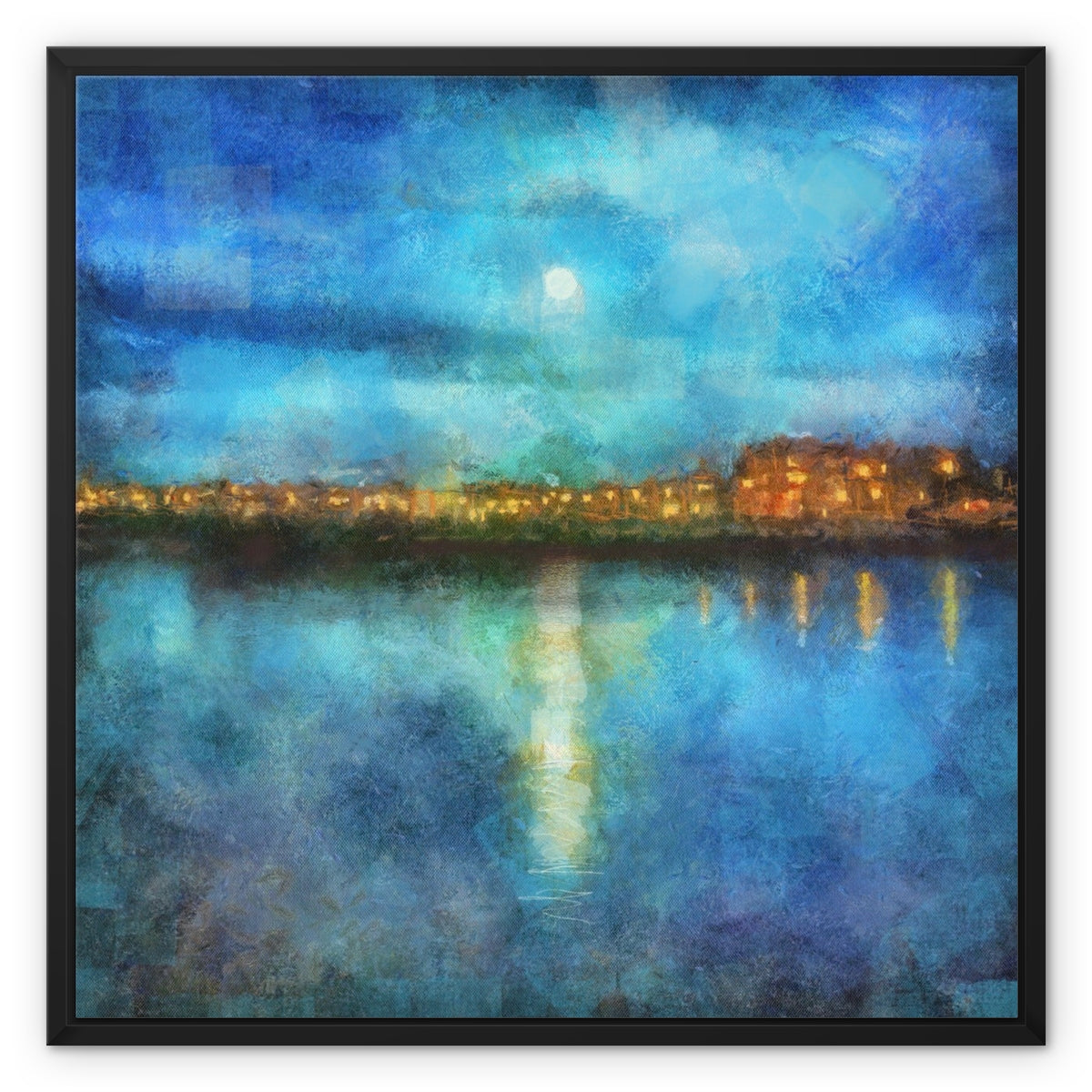 Scottish Paintings - ' Portobello Moonlight ' Framed Canvas