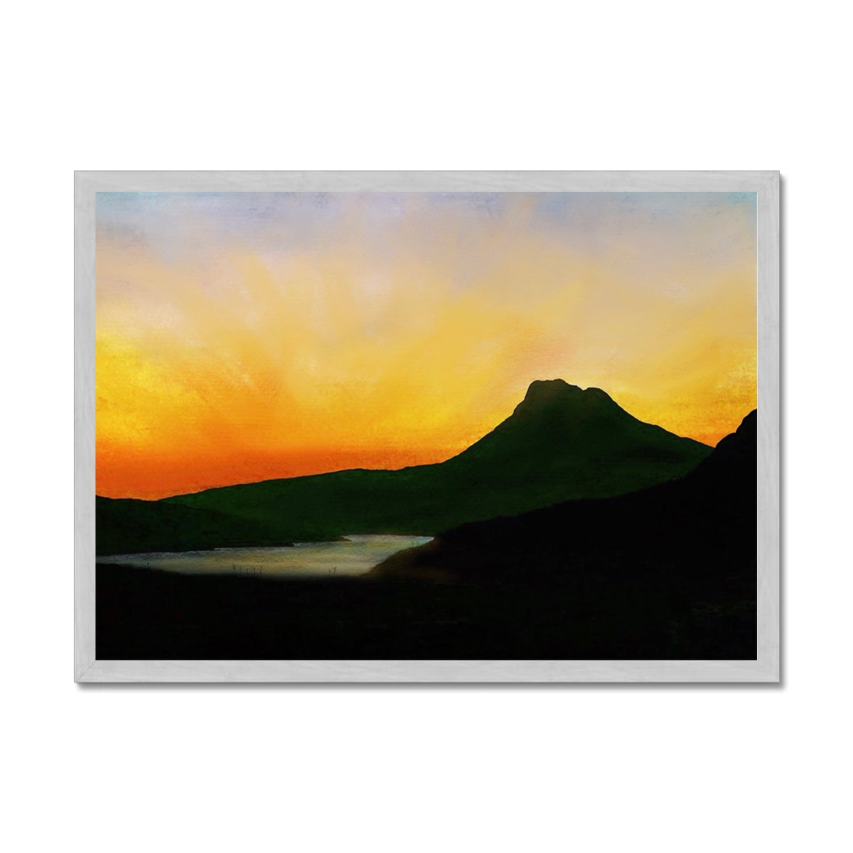 Scottish Paintings - ' Stac Pollaidh Dusk ' Antique Framed Print