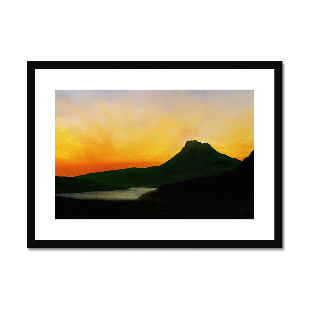 Scottish Paintings - ' Stac Pollaidh Dusk ' Framed & Mounted Print
