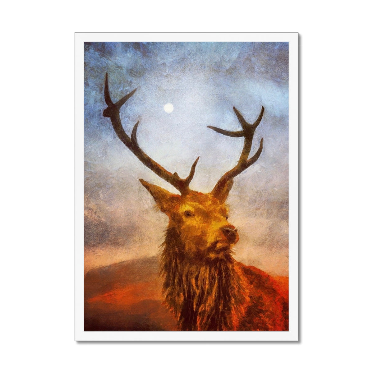 Scottish Paintings - ' The Moonlit Stag ' Framed Print
