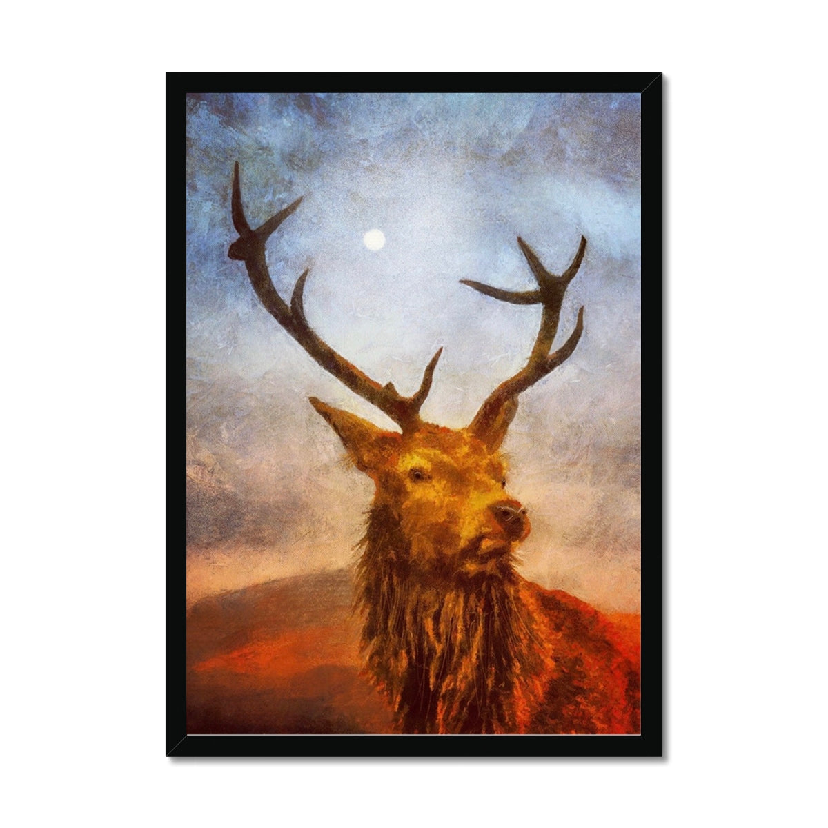 Scottish Paintings - ' The Moonlit Stag ' Framed Print