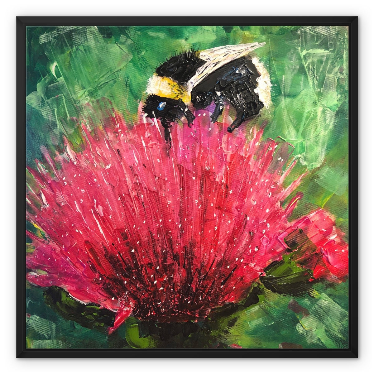 Scottish Paintings - ' The Thistle & The Bee ' Framed Canvas