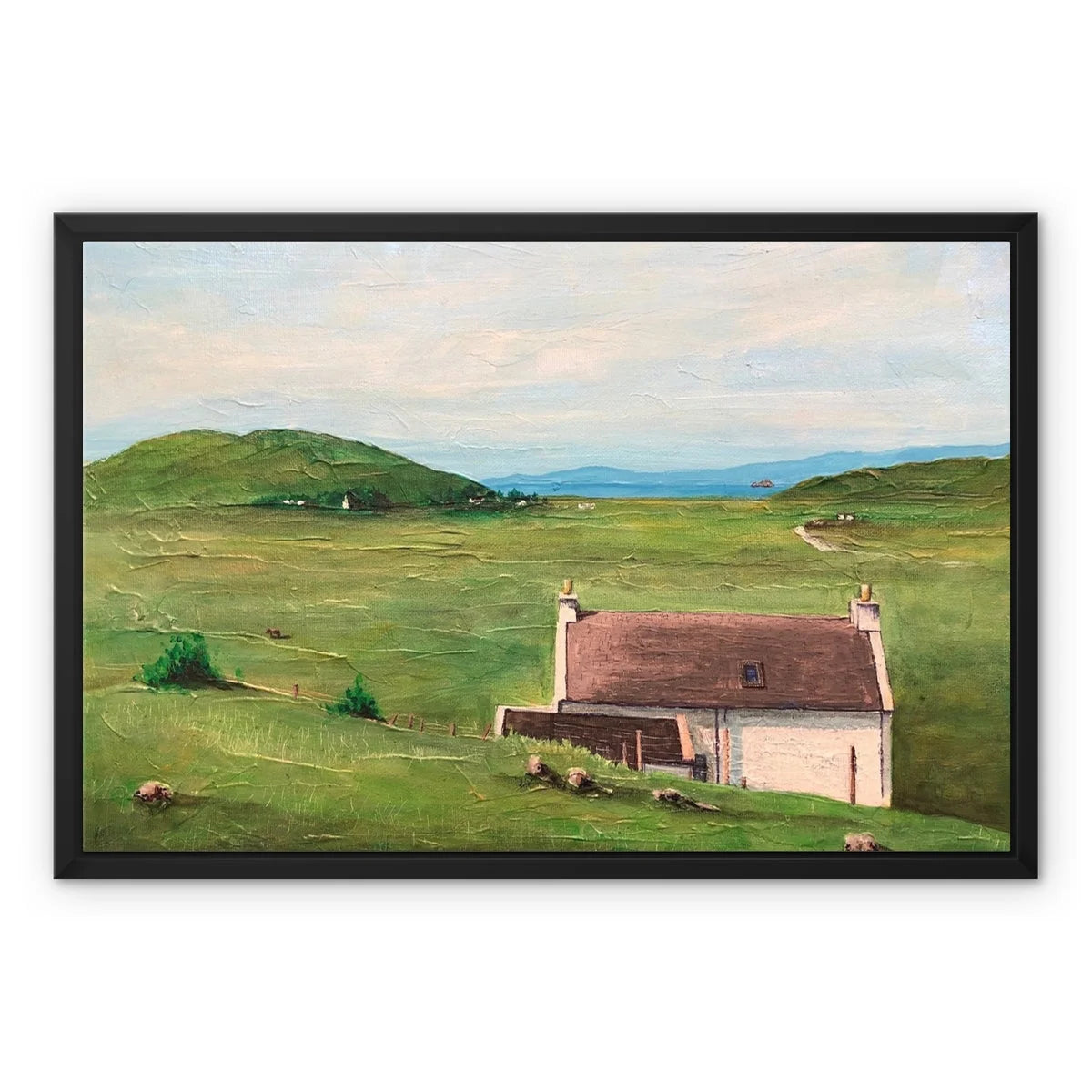 A Skye Cottage Framed Canvas - Art Gallery Scotland Worldwide Shipping Paintings | Prints | Gifts from by Scottish Artist Hunter