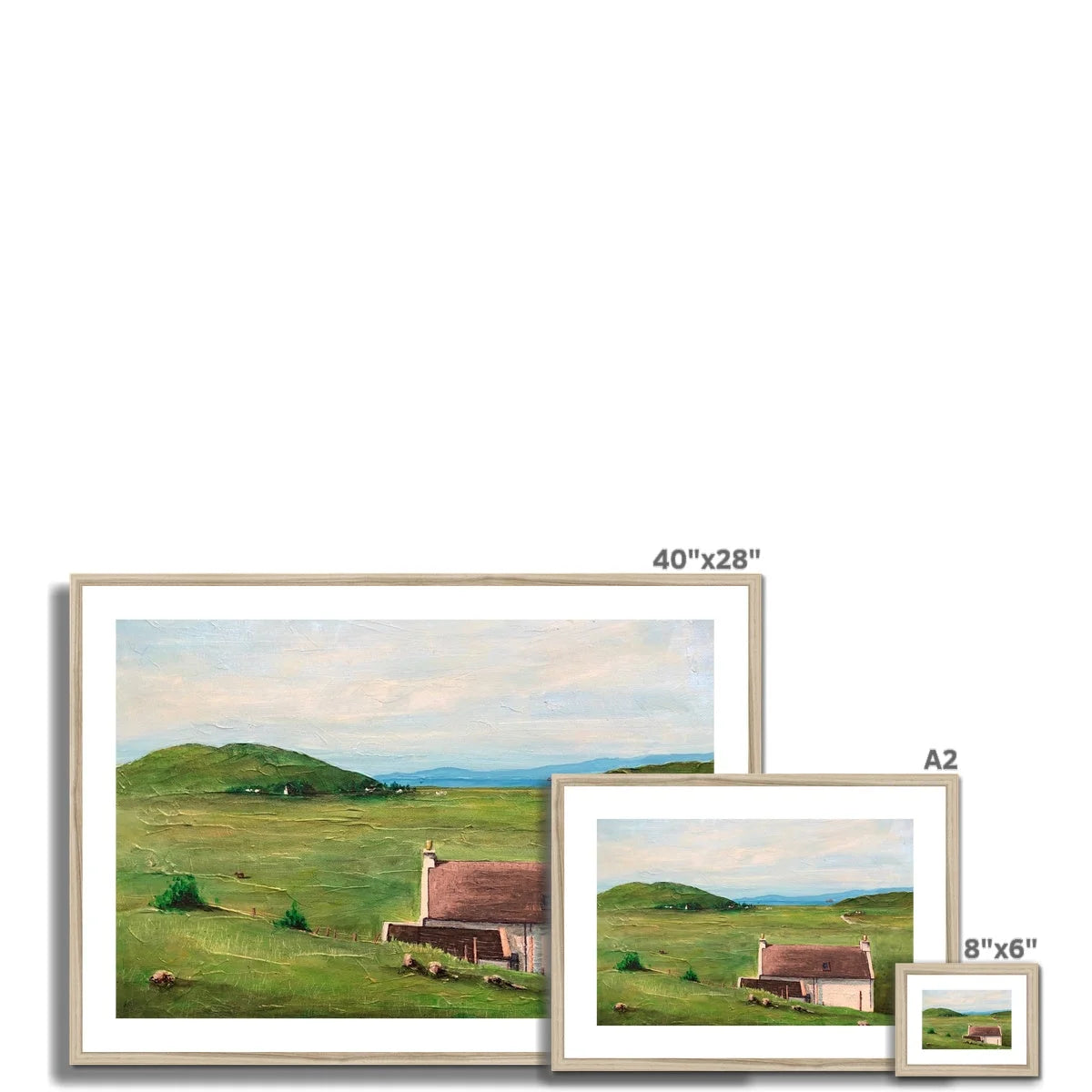 A Skye Cottage Framed & Mounted Print - Art Gallery Scotland Worldwide Shipping Scottish Landscape Paintings and Prints by Artist Hunter