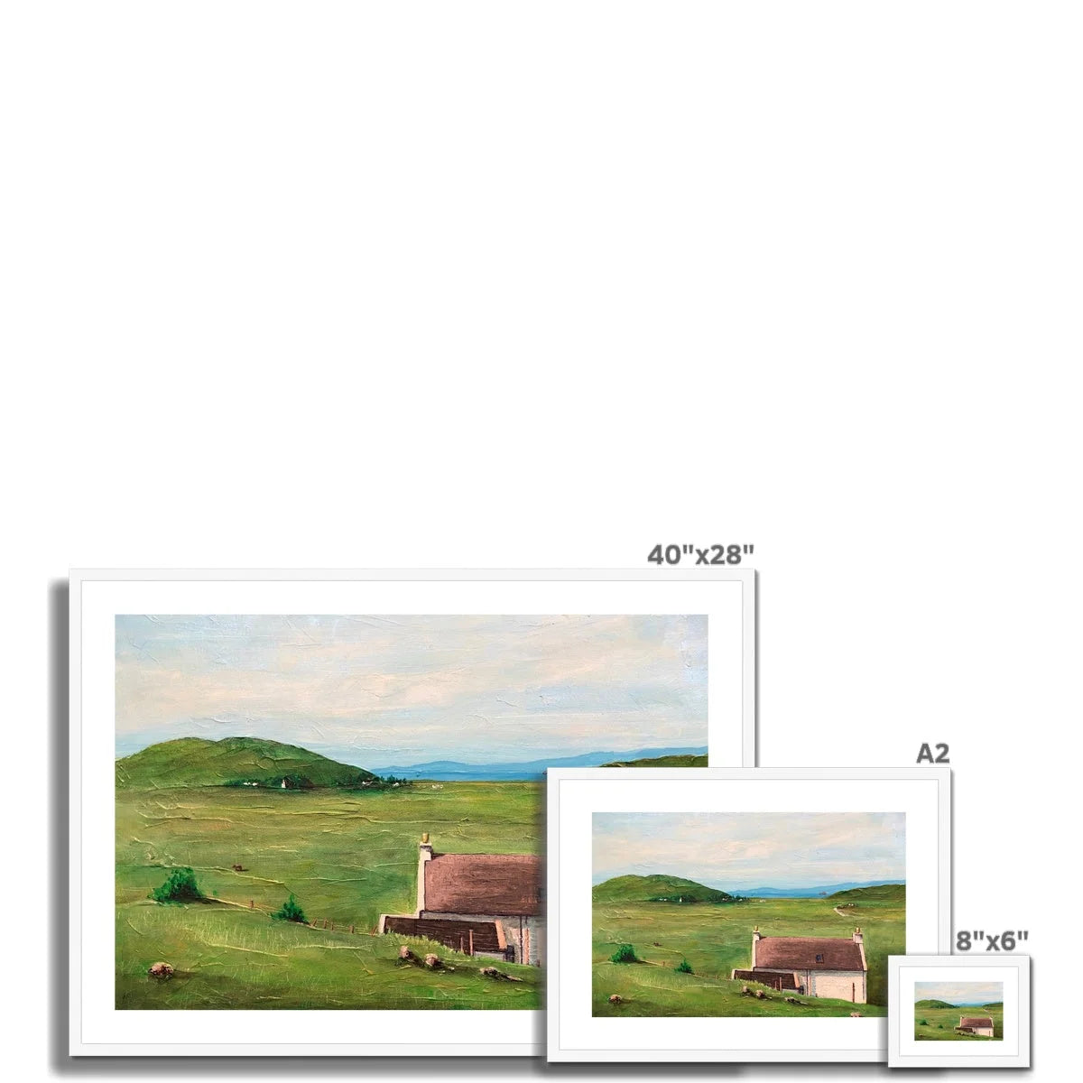 A Skye Cottage Framed & Mounted Print - Art Gallery Scotland Worldwide Shipping Scottish Landscape Paintings and Prints by Artist Hunter