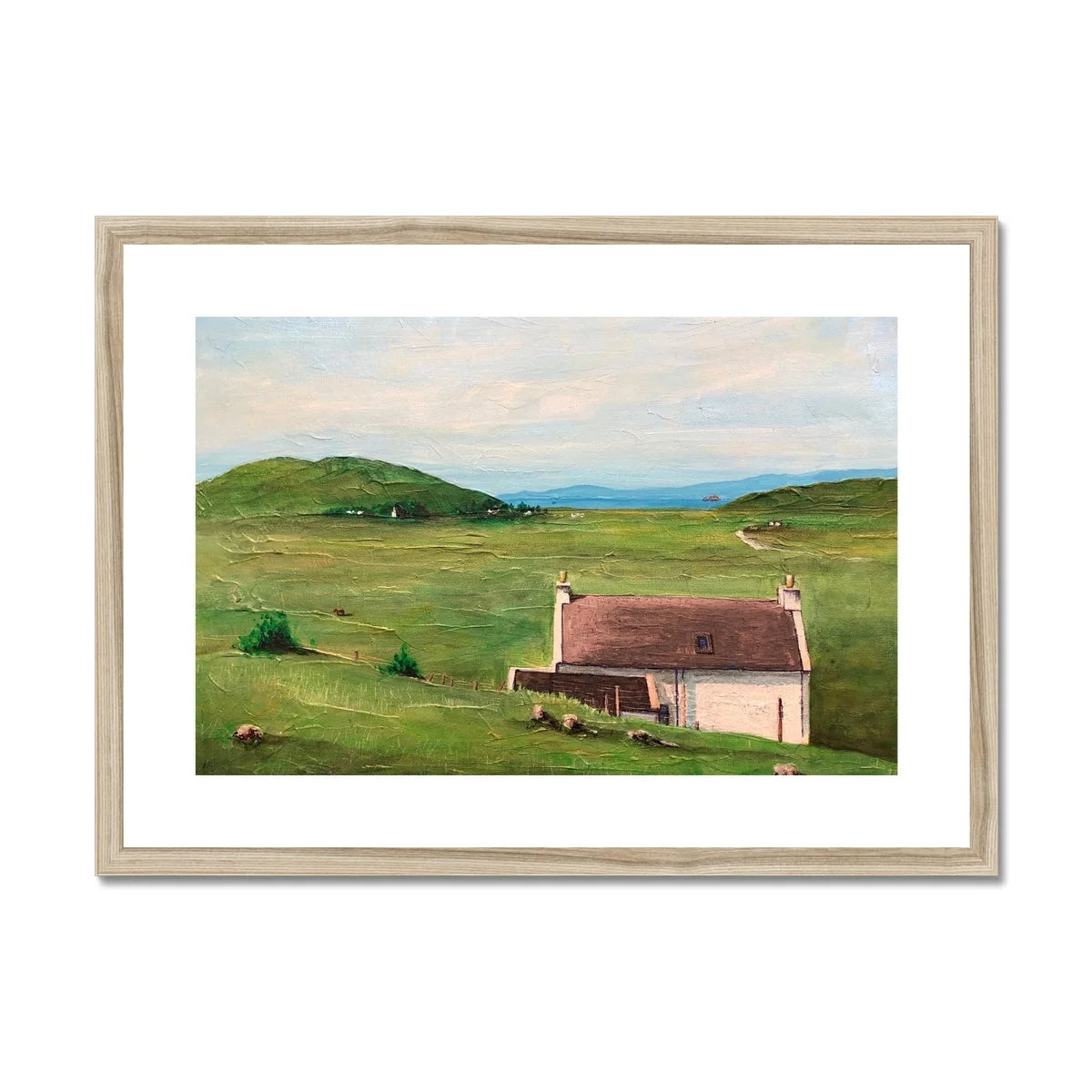 A Skye Cottage Framed & Mounted Print - Art Gallery Scotland Worldwide Shipping Scottish Landscape Paintings and Prints by Artist Hunter