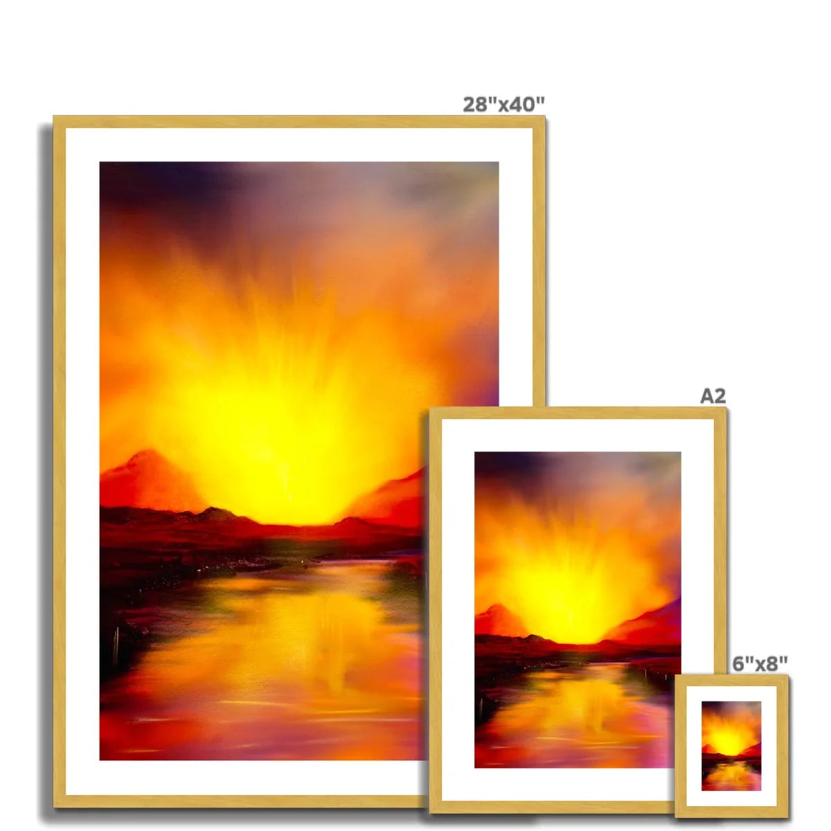 Skye Sunset Antique Framed & Mounted Print - Art Gallery Scotland Worldwide Shipping Paintings | Prints | Gifts from by Scottish Artist