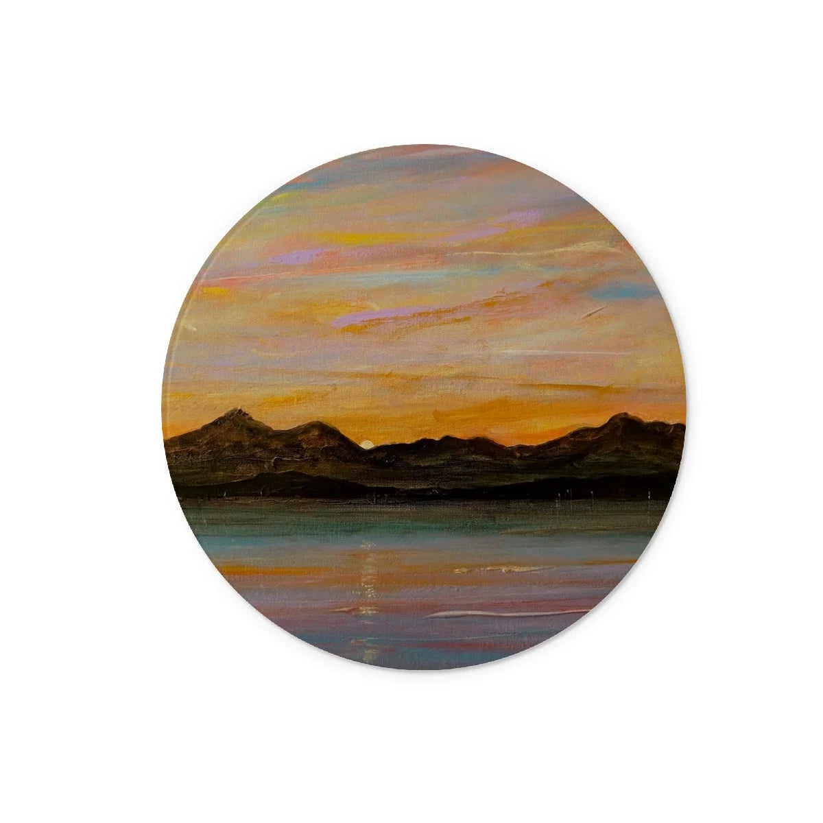 The Sleeping Warrior Arran Glass Chopping Board - Art Gallery Scotland Worldwide Shipping Paintings | Prints | Gifts