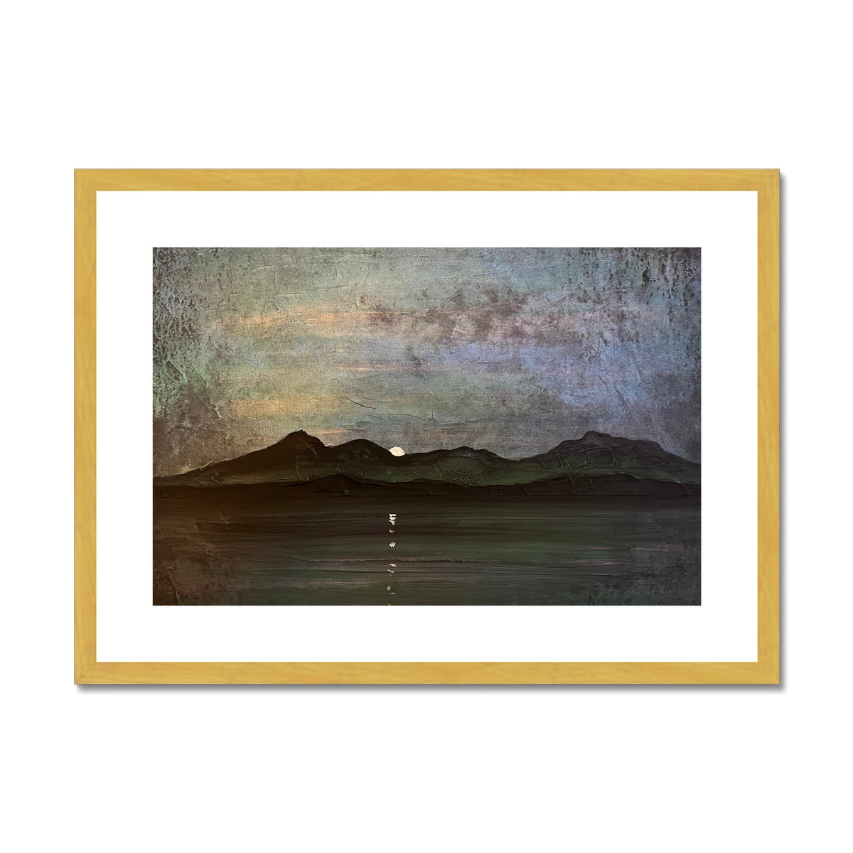 Sleeping Warrior Moonlight Arran Antique Framed & Mounted Print