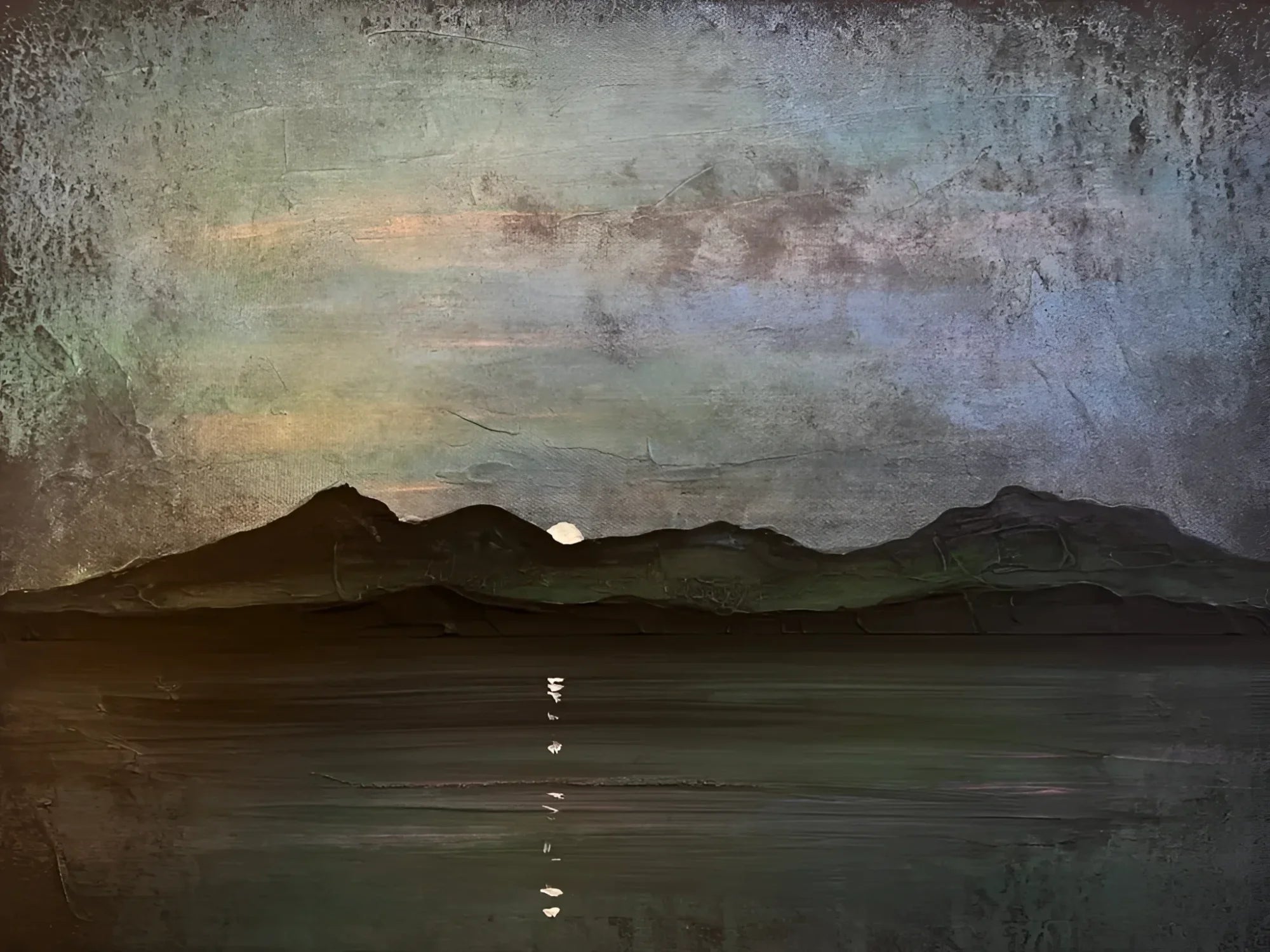 Sleeping Warrior Moonlight Arran Original Painting - Scottish Artist Art Gallery Scotland