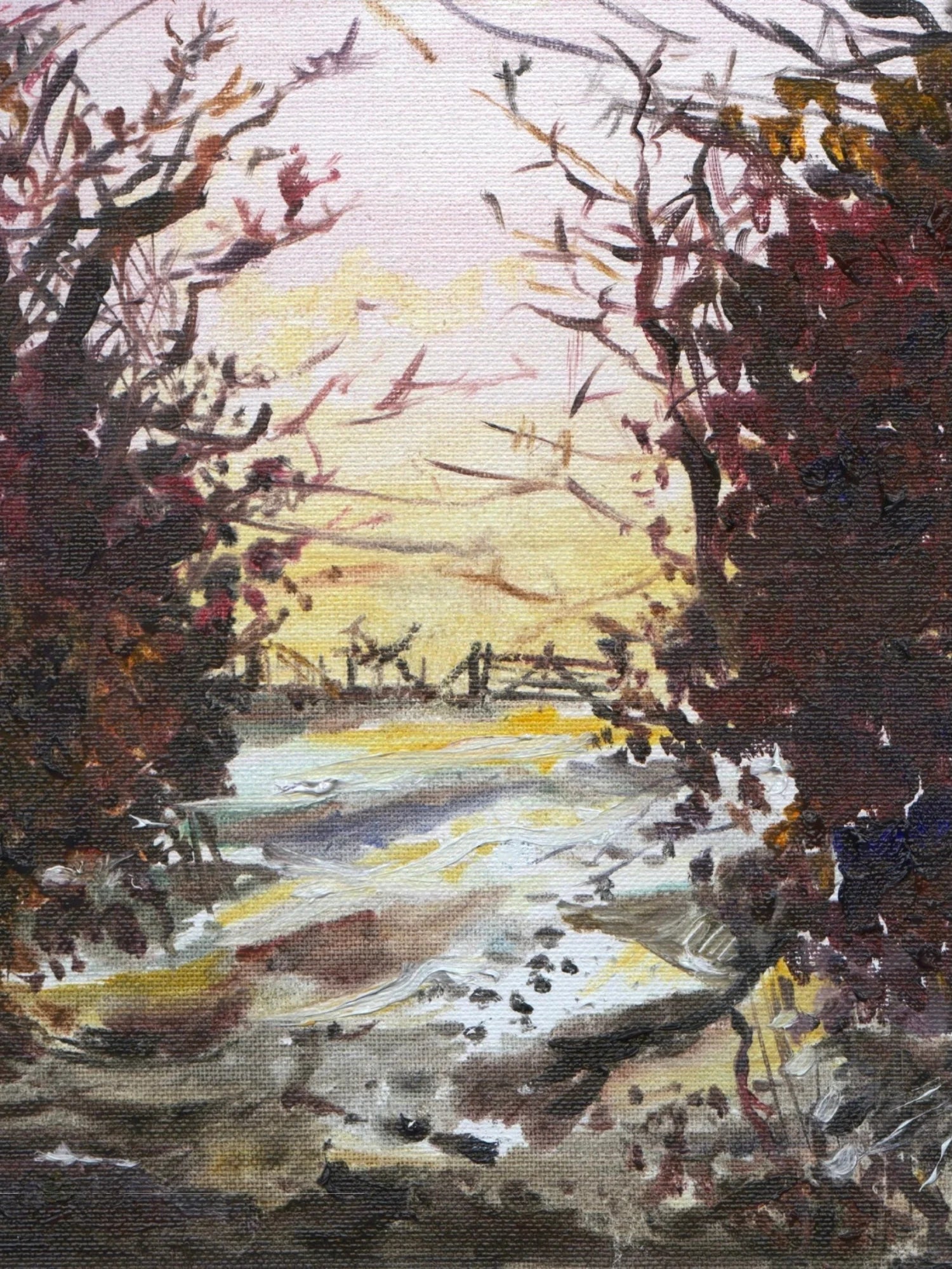 Snow Above Lunderston Original Painting - Scottish Artist River Clyde Art Gallery Scotland