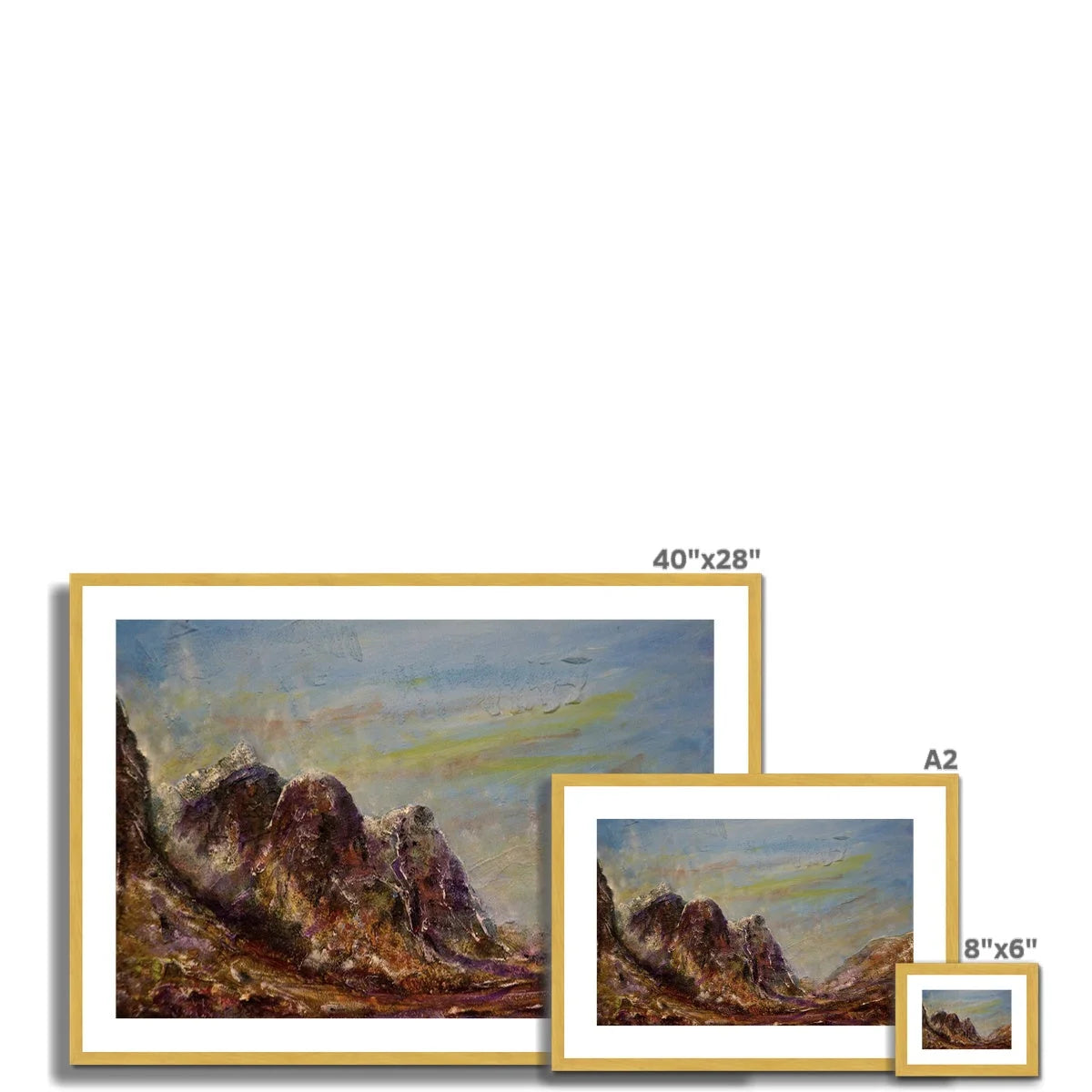 Three Sisters Glencoe Antique Framed & Mounted Print - Art Gallery Scotland Worldwide Shipping Paintings | Prints | Gifts from by Scottish