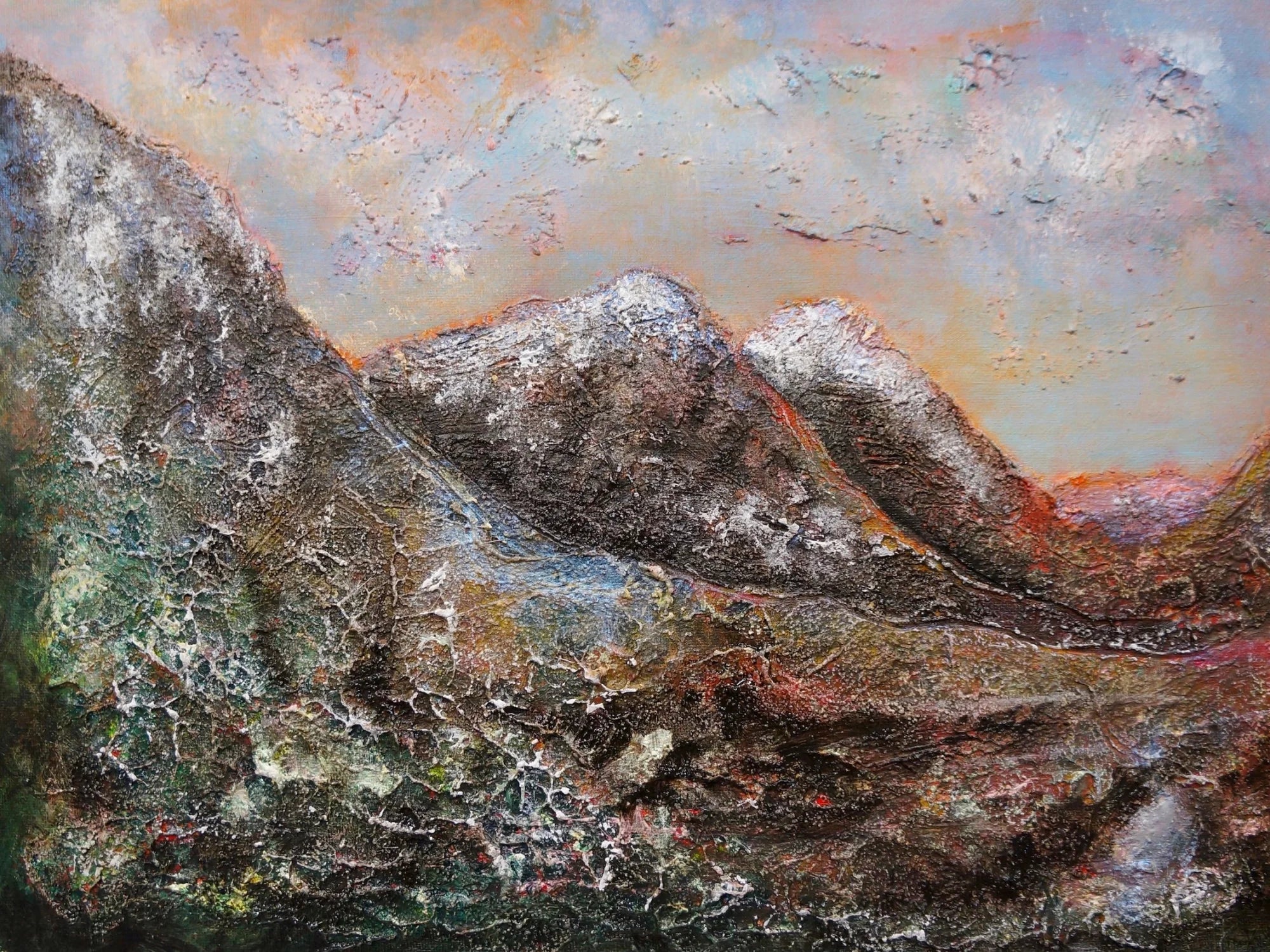 Three Sisters Winter Original Painting - Scottish Artist Glencoe Art Gallery Scotland