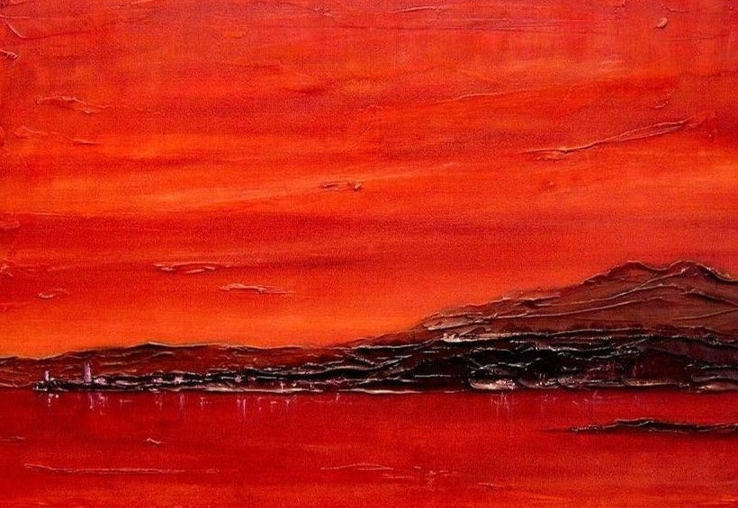 Toward Point Lighthouse Sunset Scottish Landscape Painting