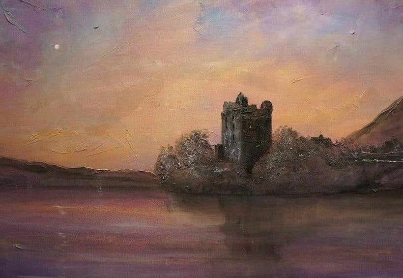 Urquhart Castle Moonlight Scottish Landscape Painting