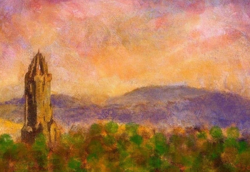 Wallace Monument Dusk Scottish Landscape Painting