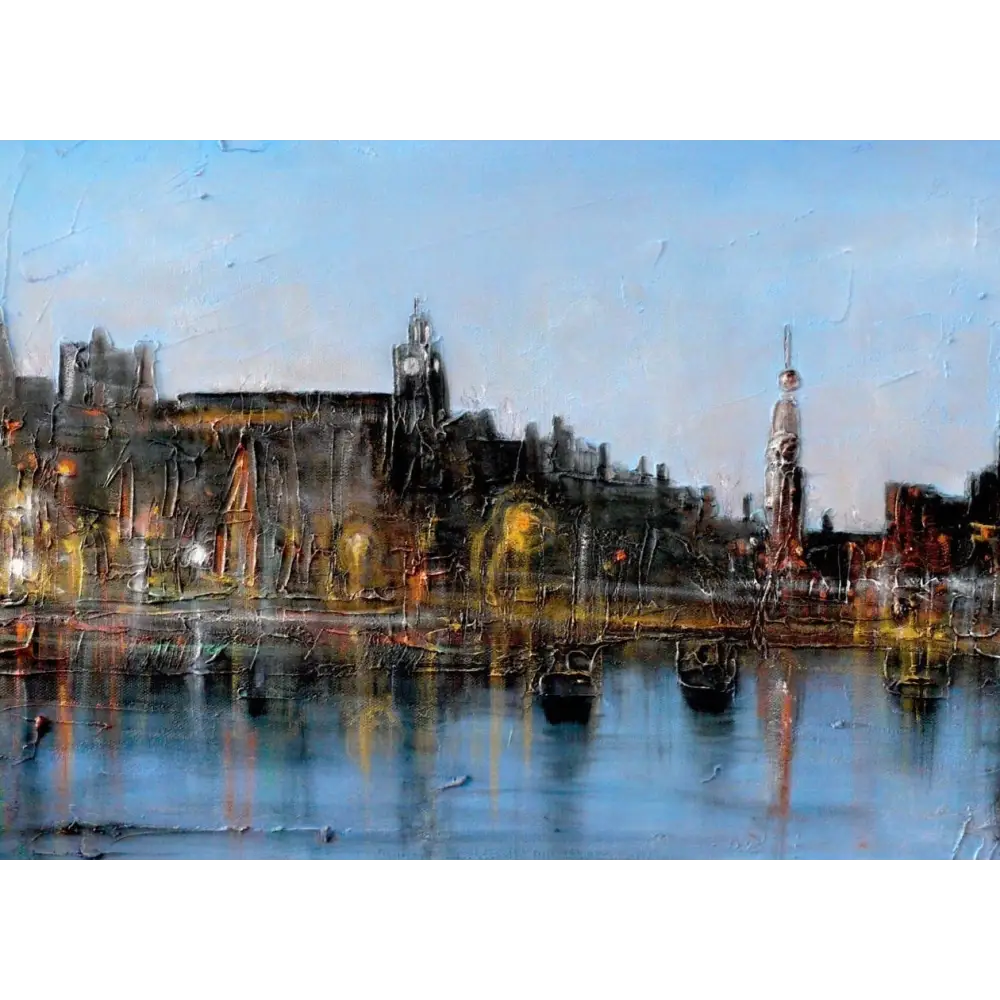 Impressionistic cityscape painting of Amsterdam for Amsterdam art prints from Scotland