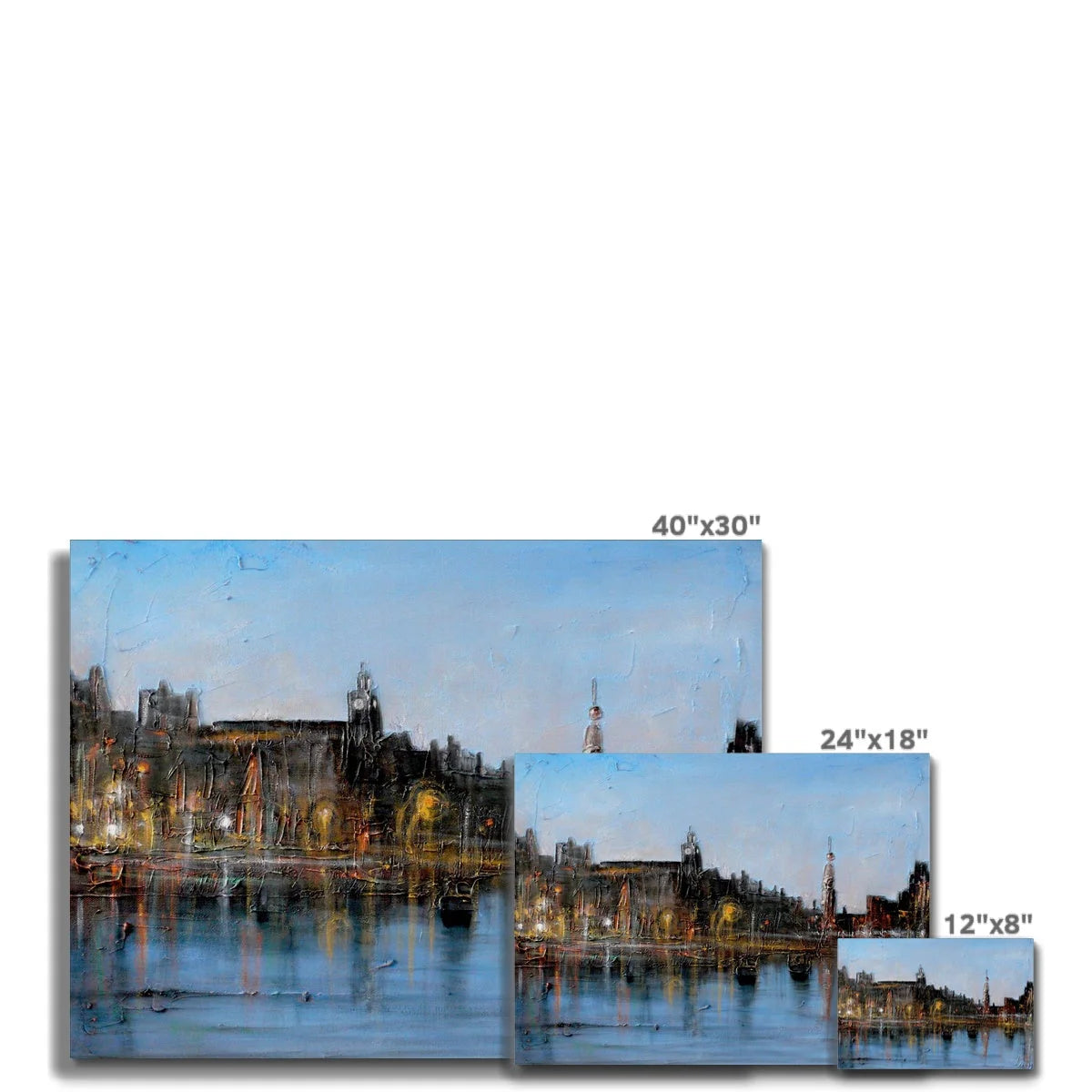 Winter in Amsterdam Original Cityscape Painting on Canvas - World Art Gallery Scotland Worldwide Shipping Hunter Scottish Prints