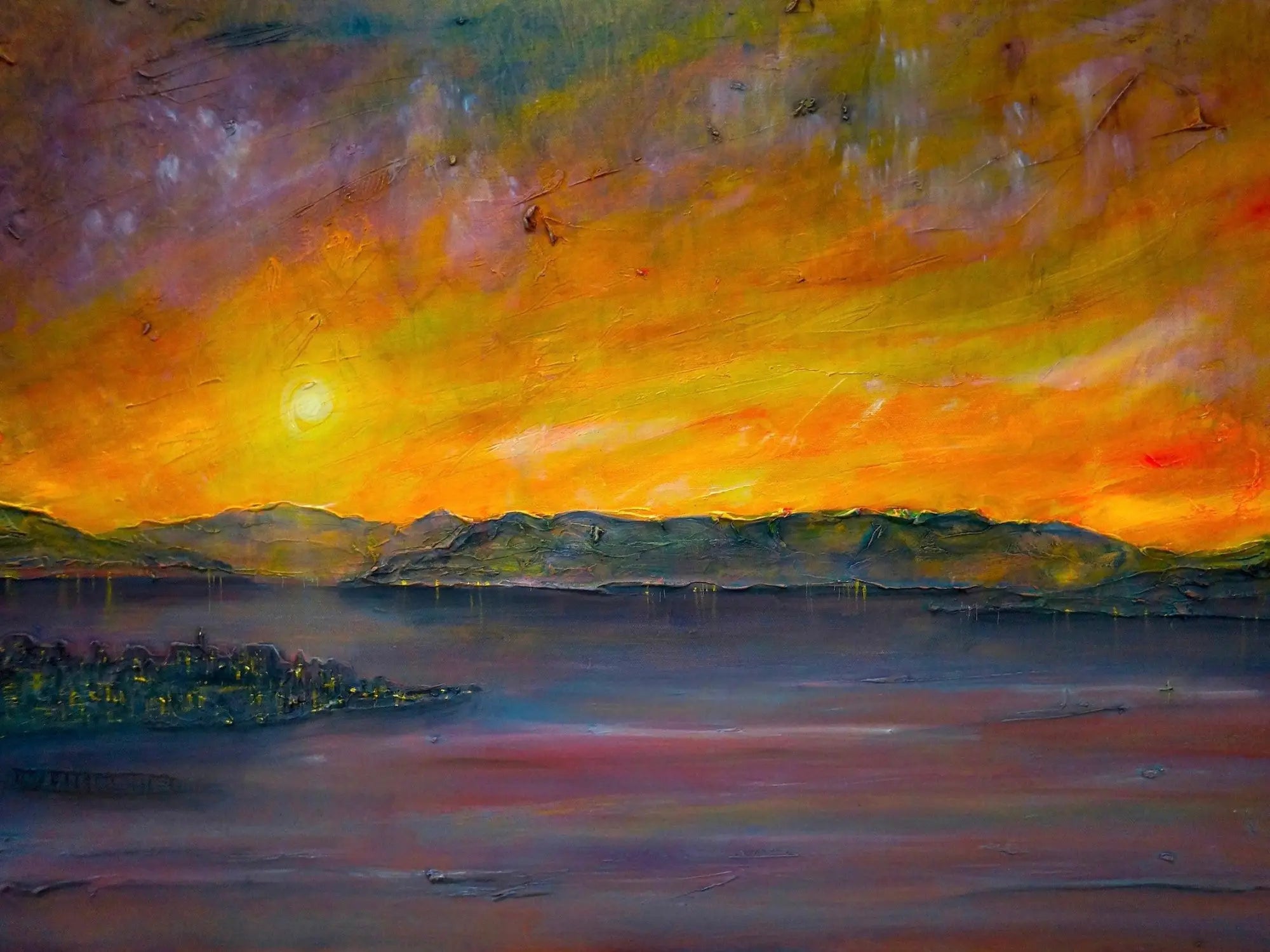 Scottish Paintings - ’ Sunset Over Gourock