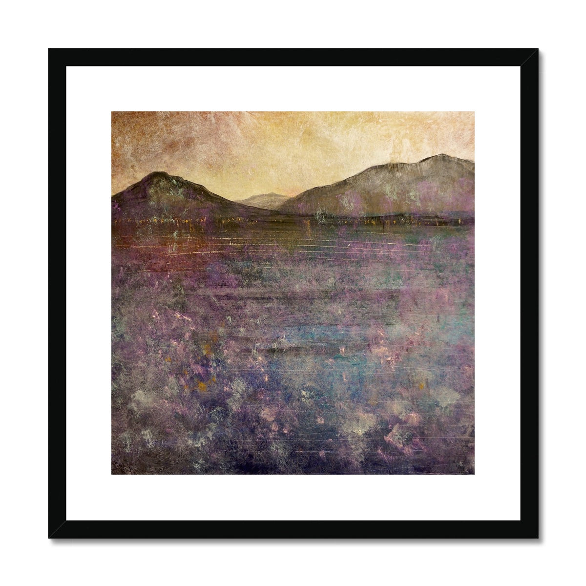 River Clyde Winter Dusk Painting | Framed & Mounted Prints From Scotland-Framed & Mounted Prints-River Clyde Art Gallery-20"x20"-Black Frame-Paintings, Prints, Homeware, Art Gifts From Scotland By Scottish Artist Kevin Hunter