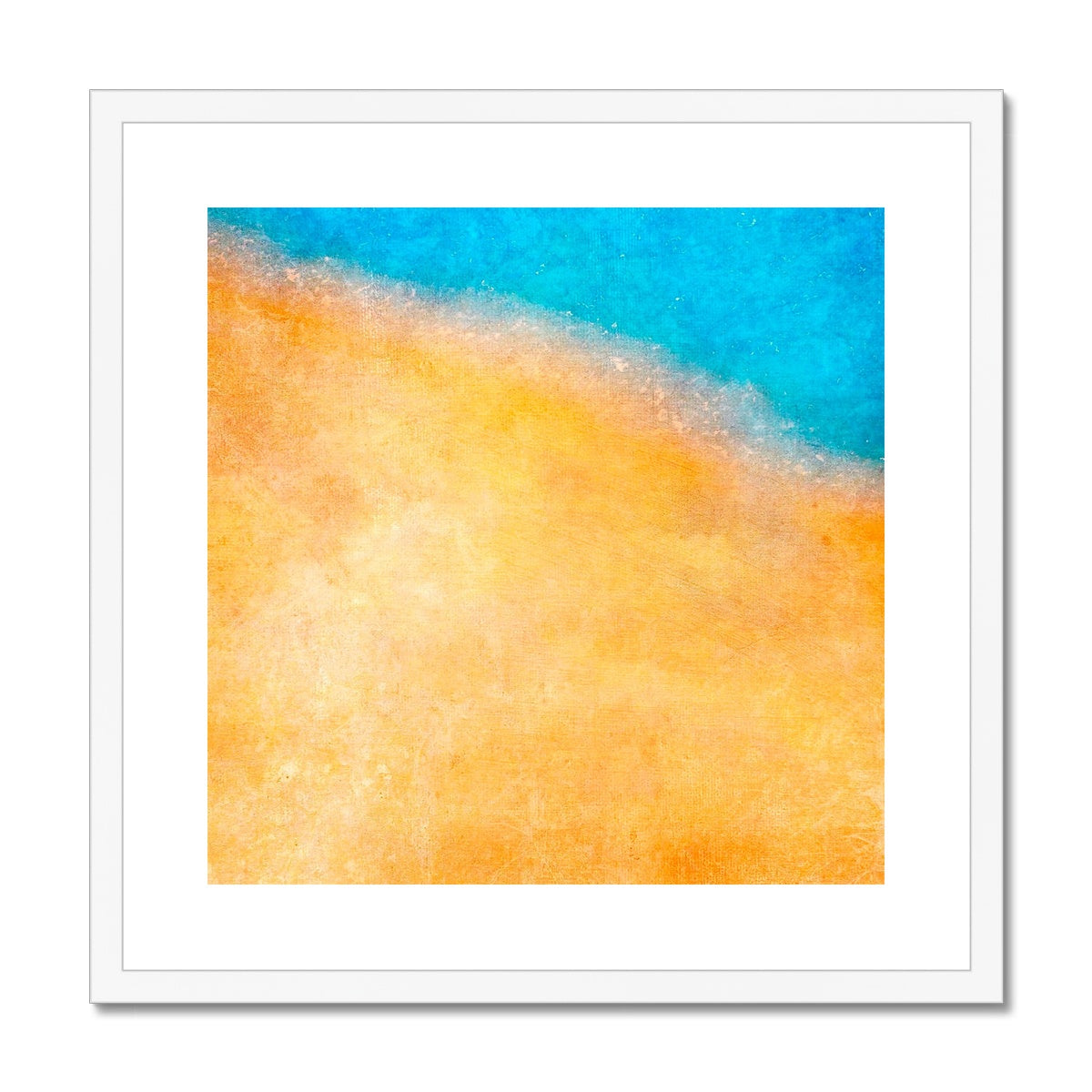 The Shoreline Abstract Painting | Framed & Mounted Prints From Scotland-Framed & Mounted Prints-Abstract & Impressionistic Art Gallery-20"x20"-White Frame-Paintings, Prints, Homeware, Art Gifts From Scotland By Scottish Artist Kevin Hunter