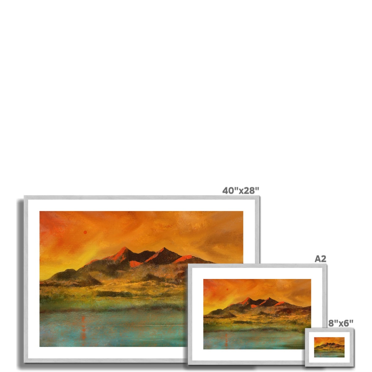 Skye Red Moon Cuillin Painting | Antique Framed & Mounted Prints From Scotland-Antique Framed & Mounted Prints-Skye Art Gallery-Paintings, Prints, Homeware, Art Gifts From Scotland By Scottish Artist Kevin Hunter